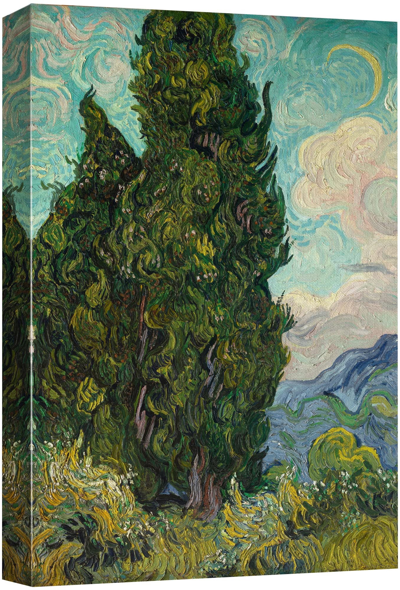 Wall26 Canvas Print Wall Art Countryside Cypress Trees By Vincent Van Gogh Classic Historic Illustrations Fine Art Decorative Ru