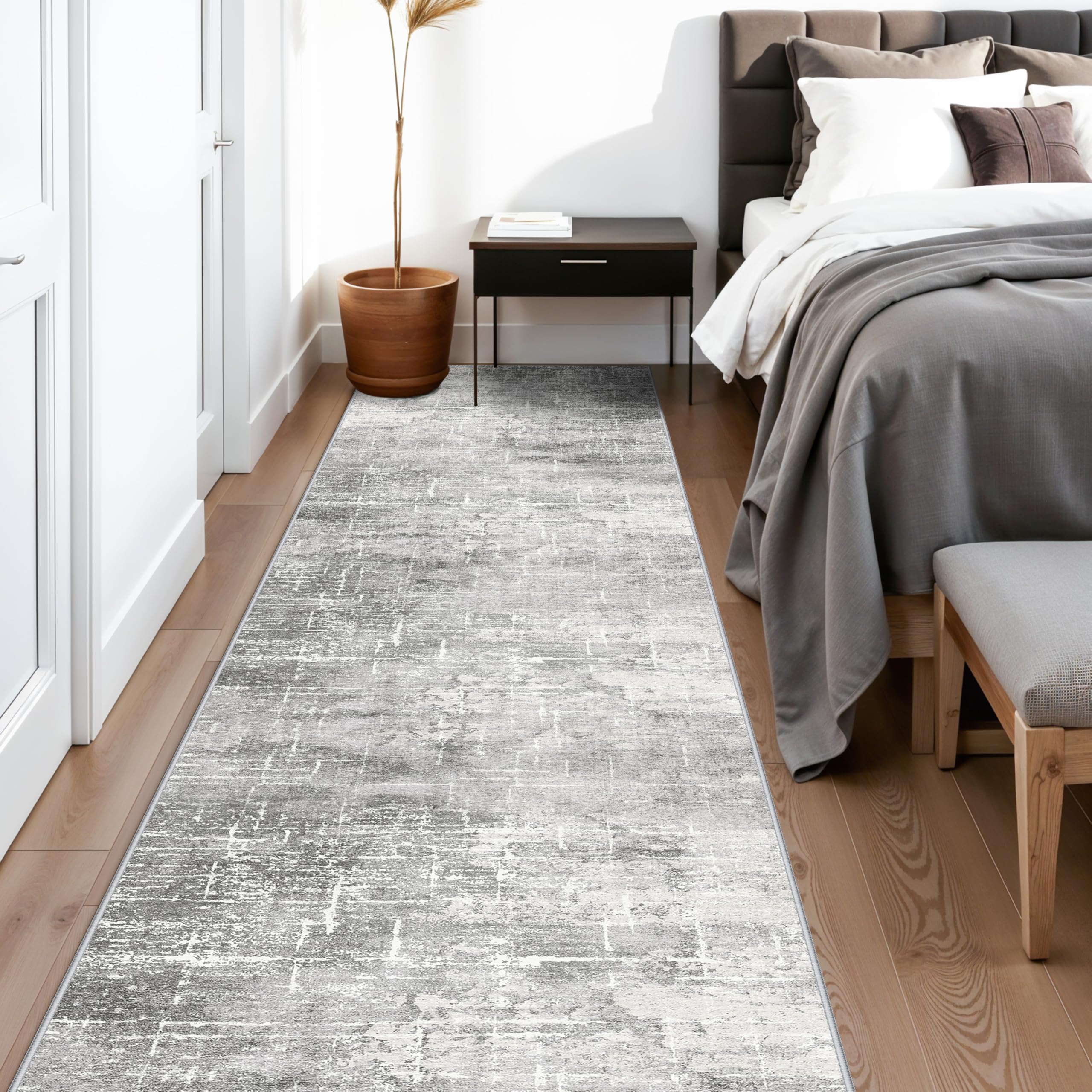26x14 Abstract Kitchen Area Rugs: Farmhouse Washable Non-Slip Long Hallway Rug Soft Stain-Resistant Entryway Bathroom Floor Mat