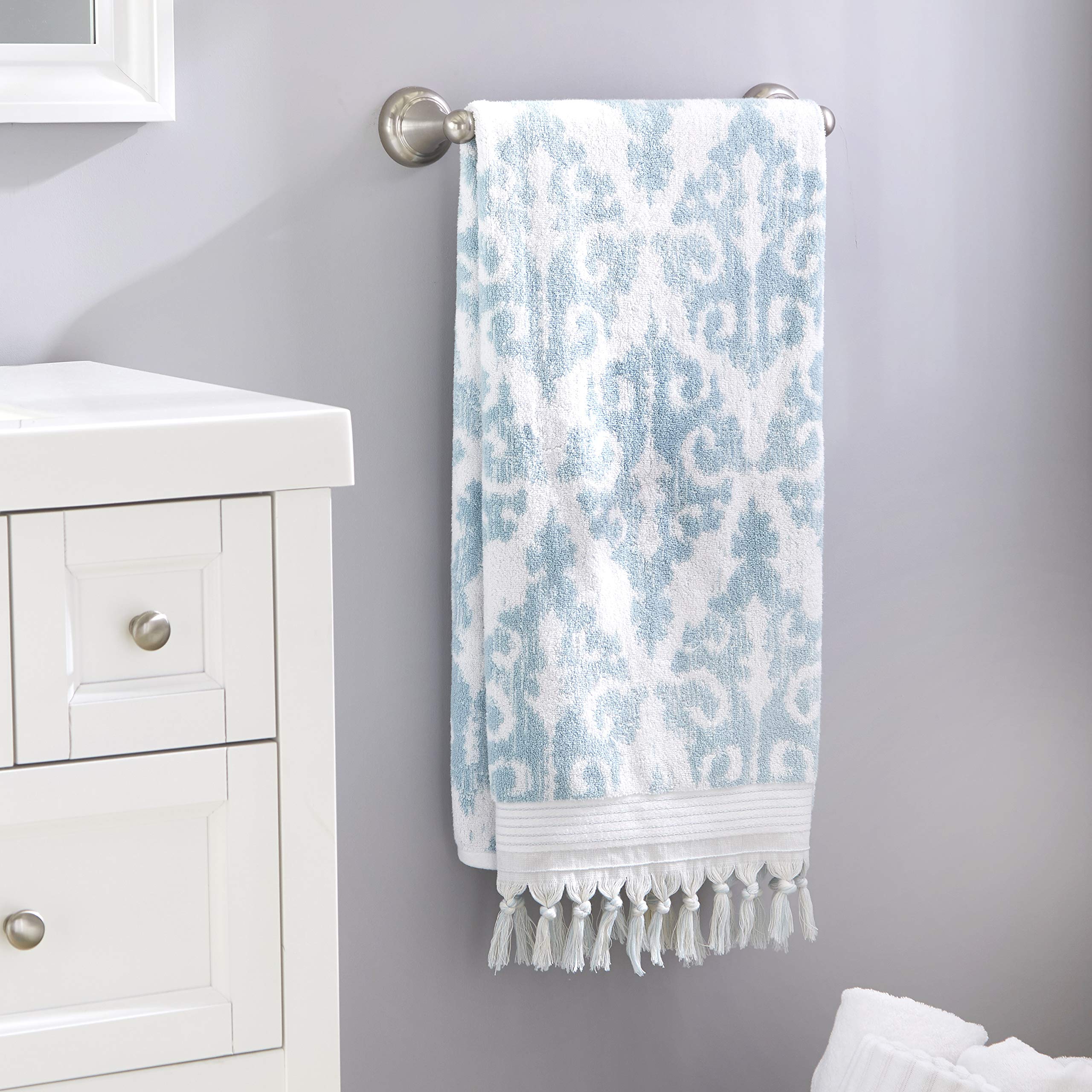Skl Home Mirage Fringe 100% Turkish Cotton Bath Towel, Aqua