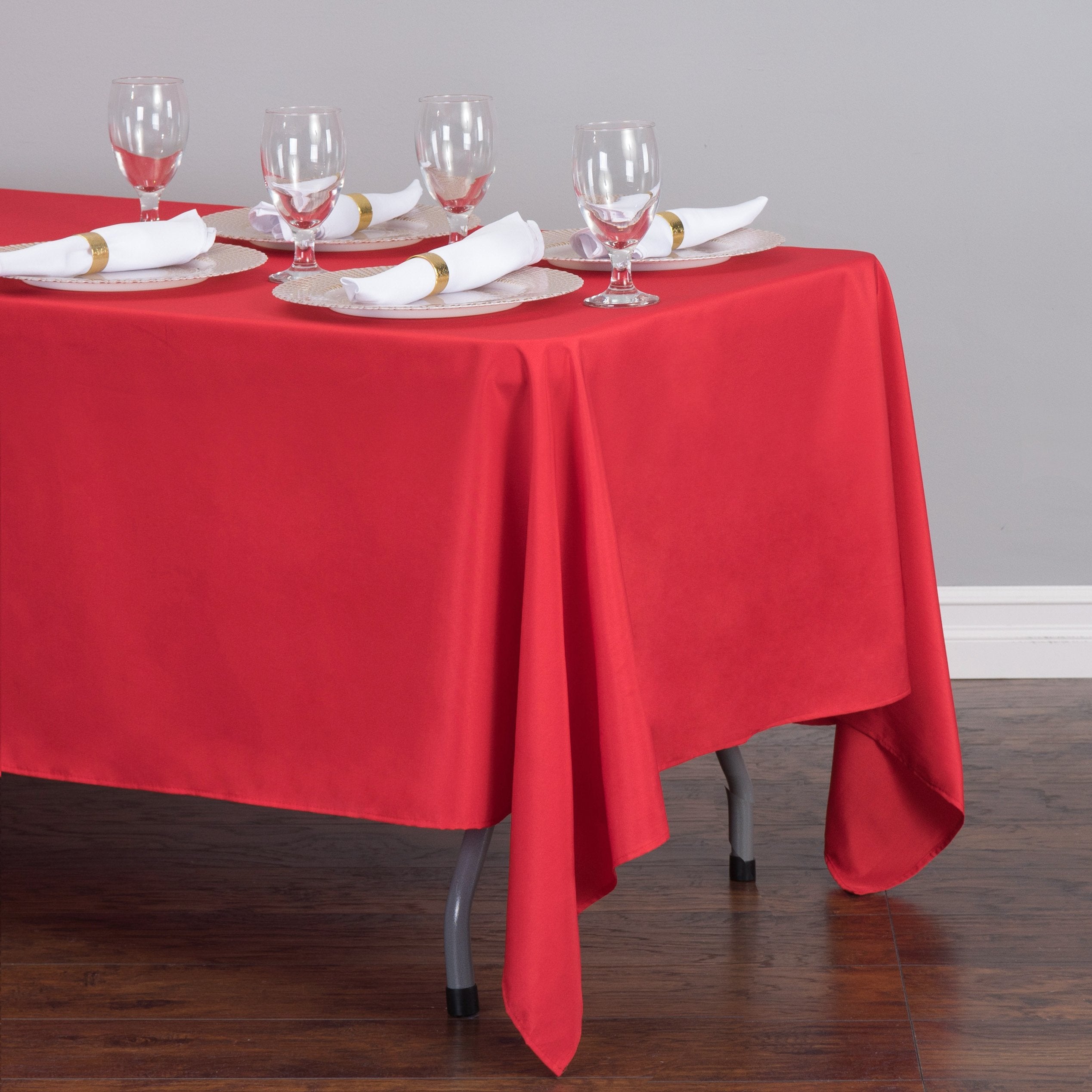 Ltc Linens 2 Pack Red Tablecloths Rectangular 70 X 120 Inch For 6 Or 8 Ft Rectangle Banquet Tables With Half-Drop - Stain And Wr