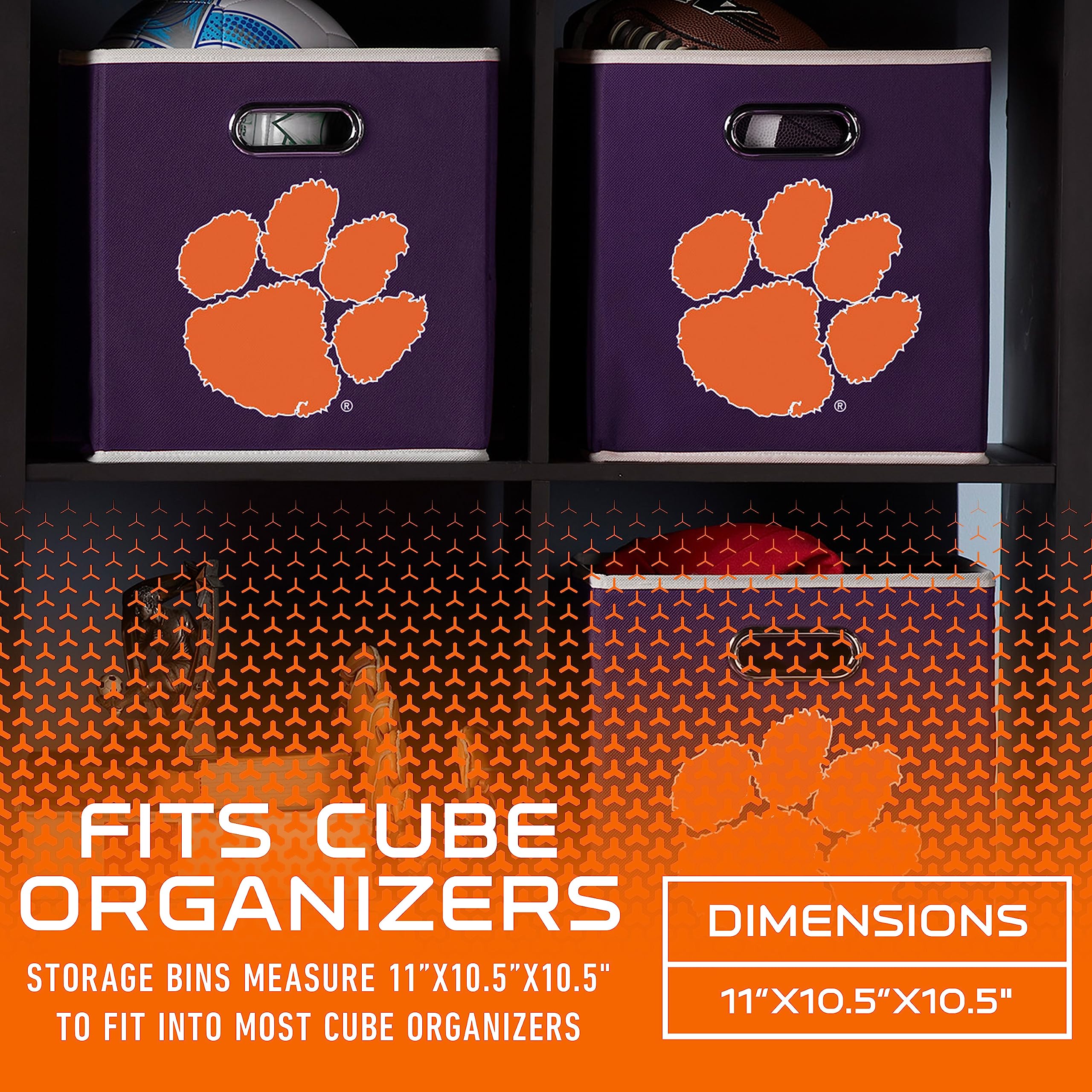 Franklin Sports Ncaa Clemson Tigers Collapsible Storage Bin - Made To Fit Storage Bin Shelf Organizers - 10.5'' X 10.5''