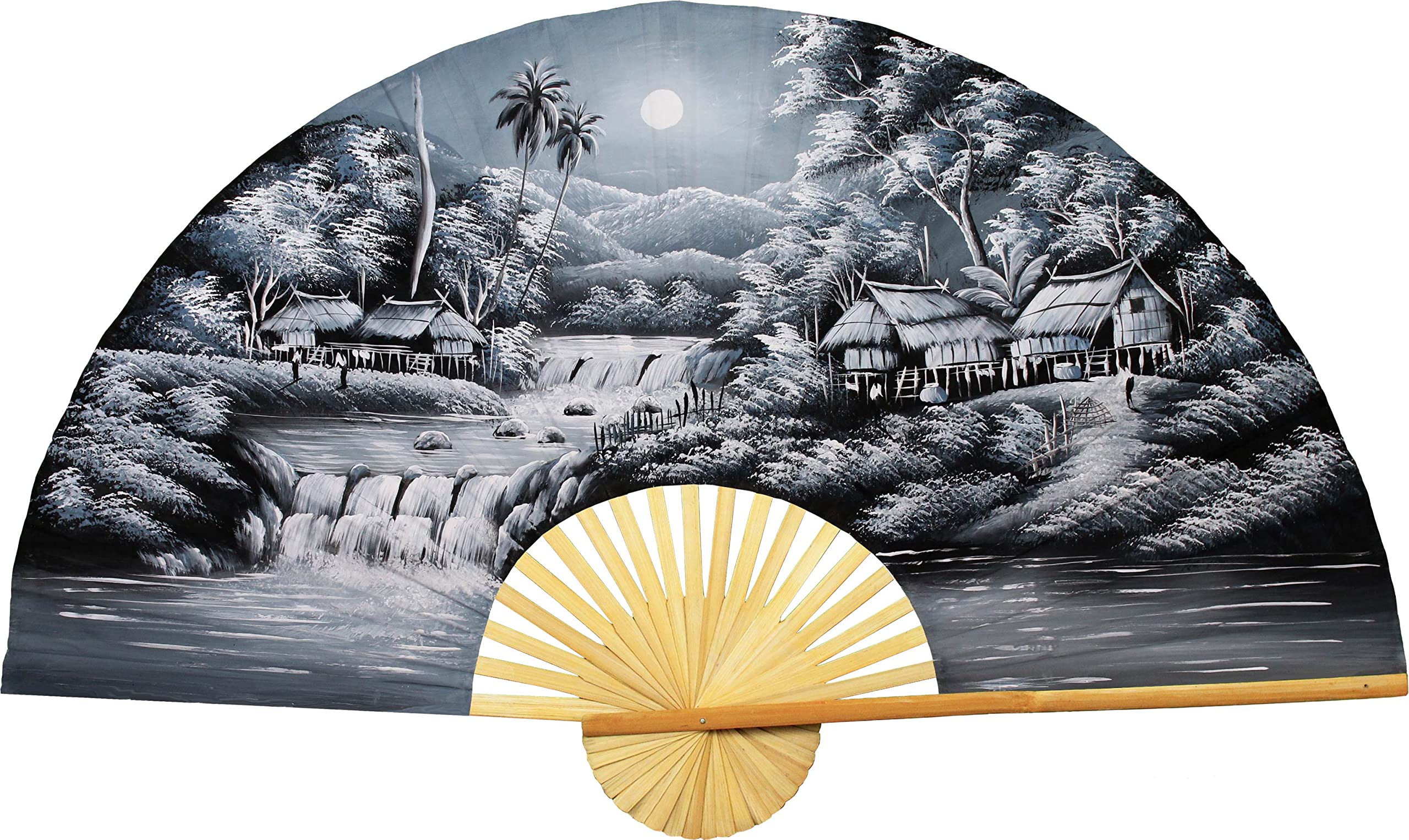 Tranquility Folding Wall Fan Hand-painted Wall Decor Art (60 inch wide)