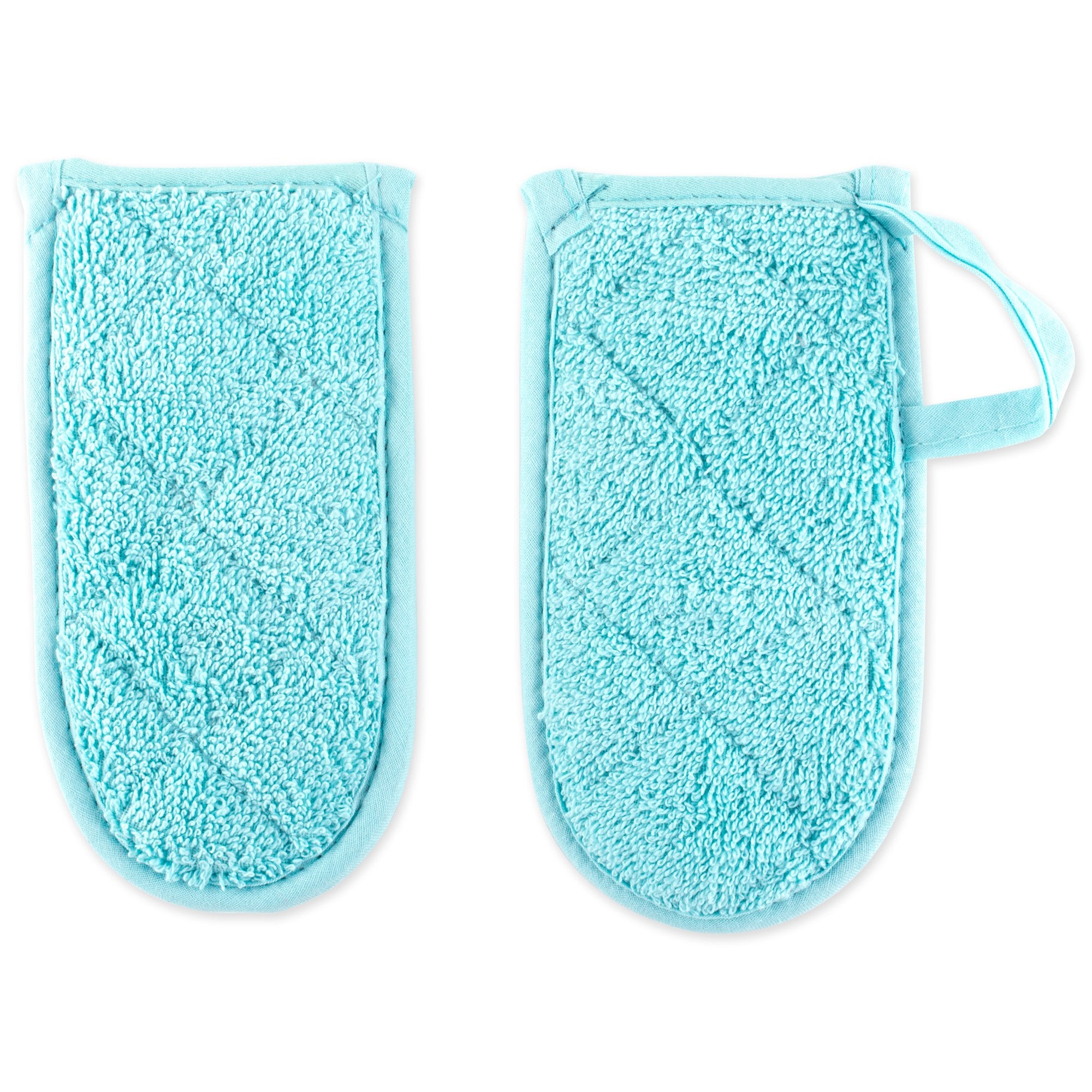 Dii Basic Terry Collection Quilted 100% Cotton, Pan Handle, Aqua, 3 Piece
