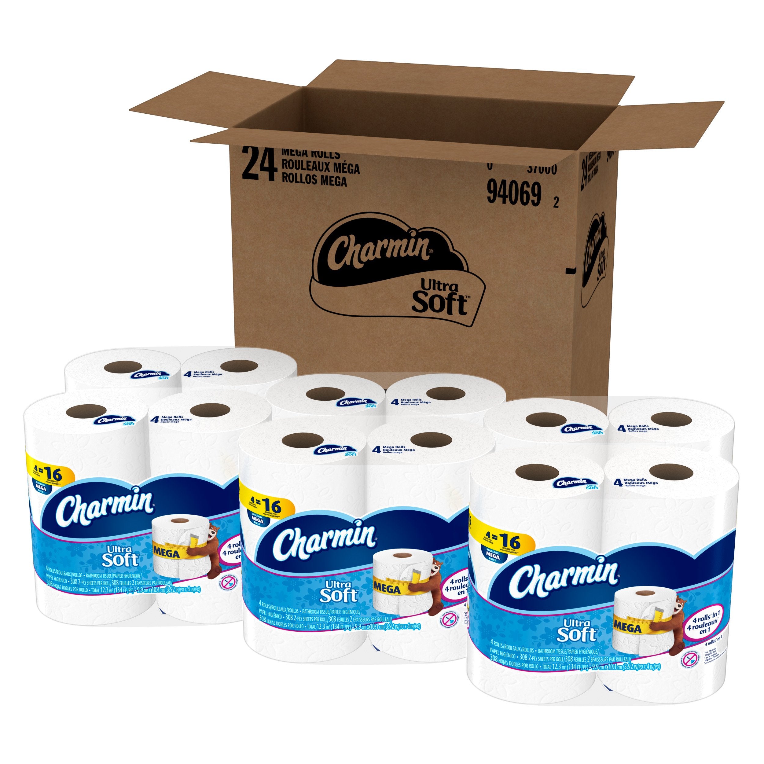 Charmin Ultra Soft Toilet Paper, Bath Tissue, Mega Roll, 24 Count, 4 Count (Pack Of 6)