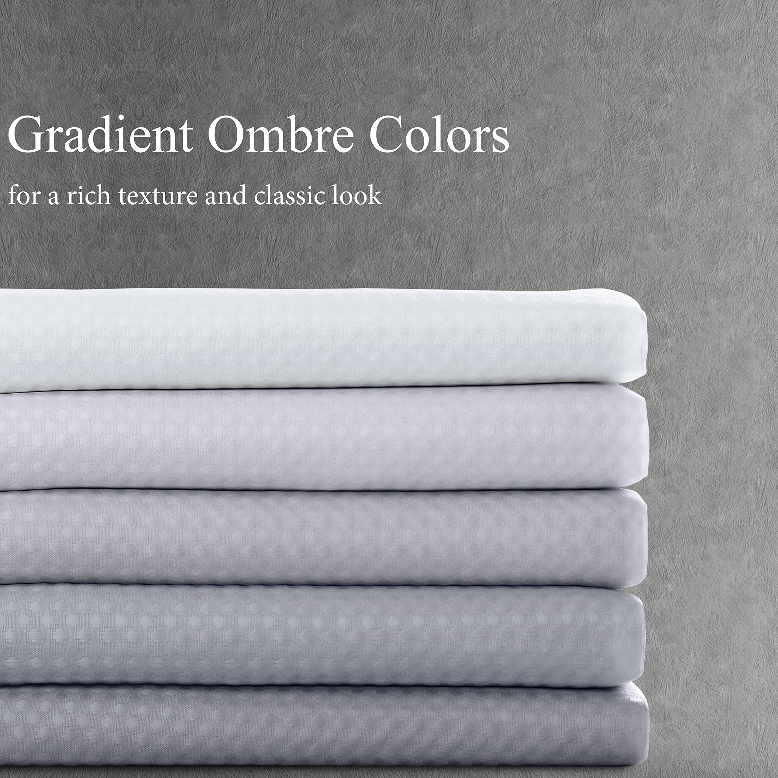 Textured Fabric Bath Shower Curtain, Polyester Ombre Shower Curtains For Bathroom, Water Repellent Shower Curtain Liner With 12