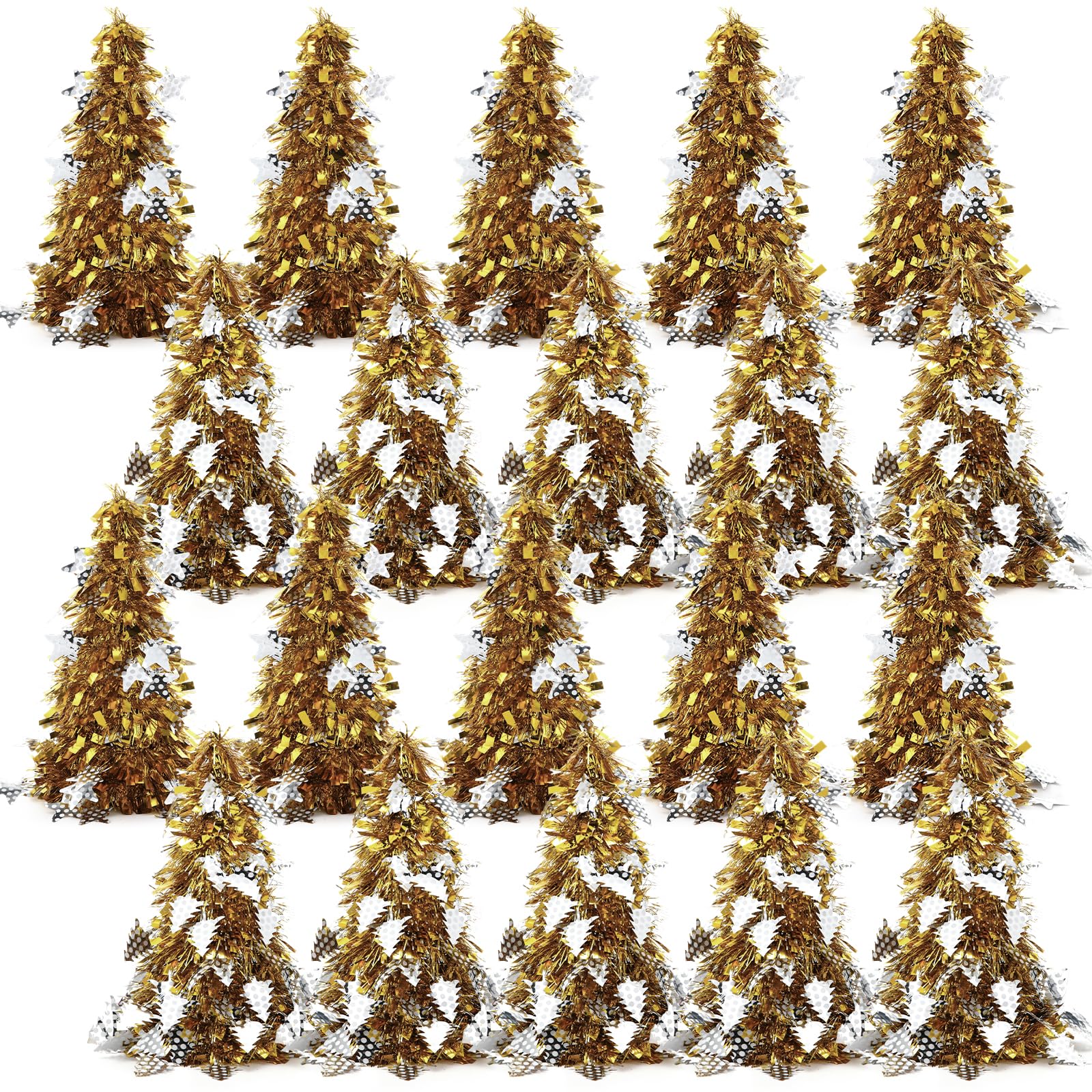 Libima 20 Pcs 10 Inch Mini Tinsel Christmas Tree Artificial Sequins Tabletop Christmas Tree Glitter Metallic Small Xmas Trees Mi