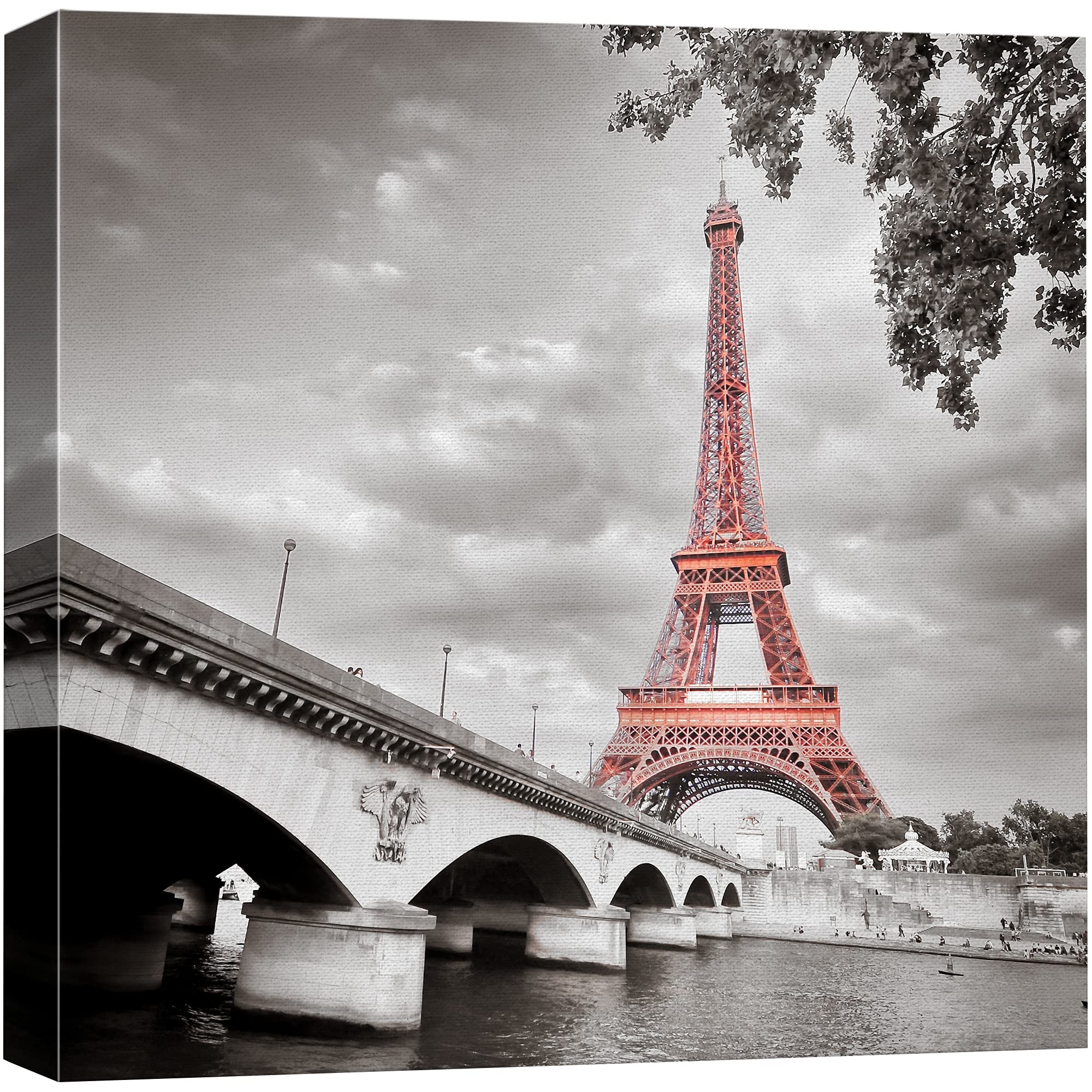Wall26 Canvas Print Wall Art Pop Of Color Red Eiffel Tower In Paris Architecture & Maps Cities Photography Realism Chic Scenic R