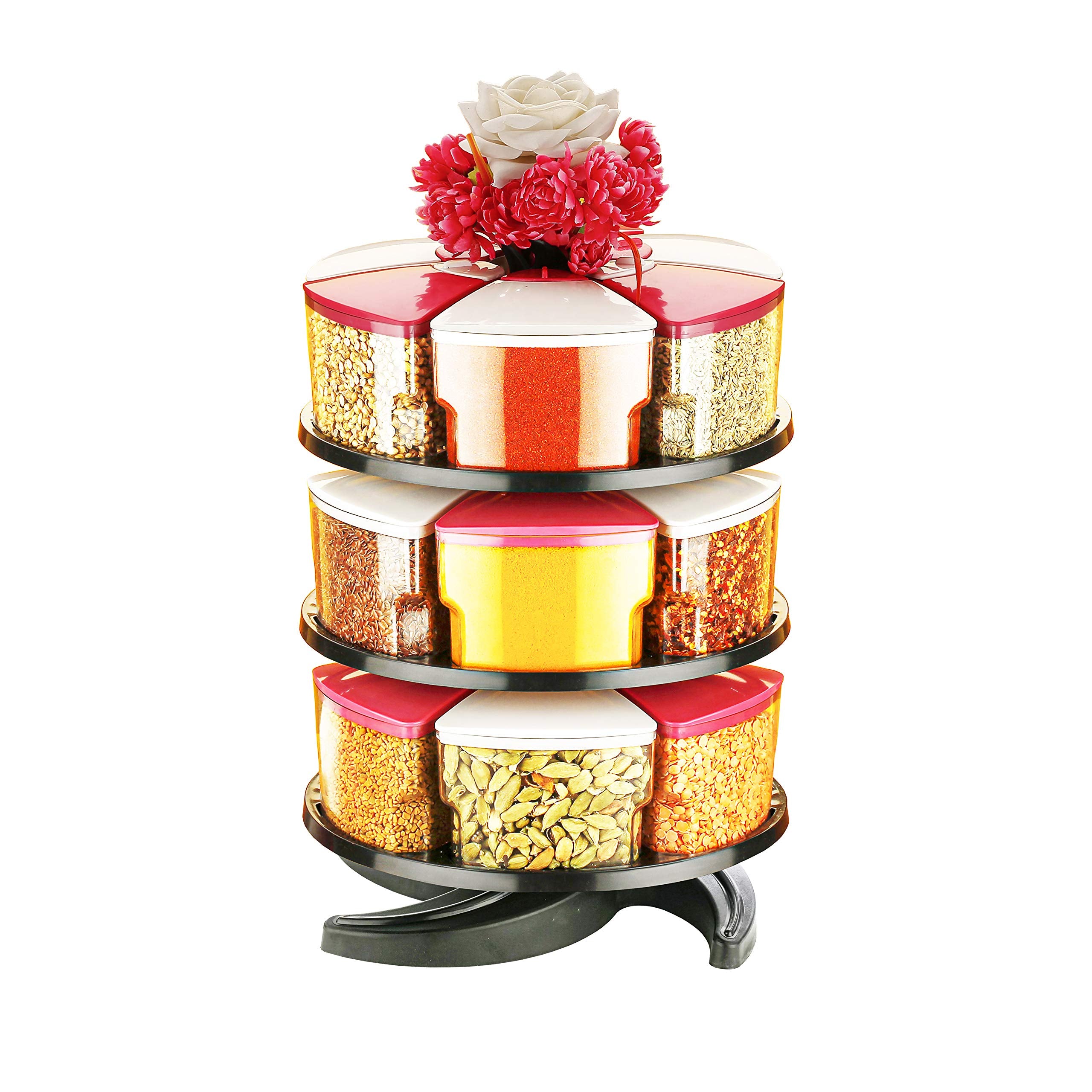 Pramukh Fashion Multipurpose Spice Rack Spice Containers For Storage Plastic Stackable And Space Savvy Dining Table Spice Rack F