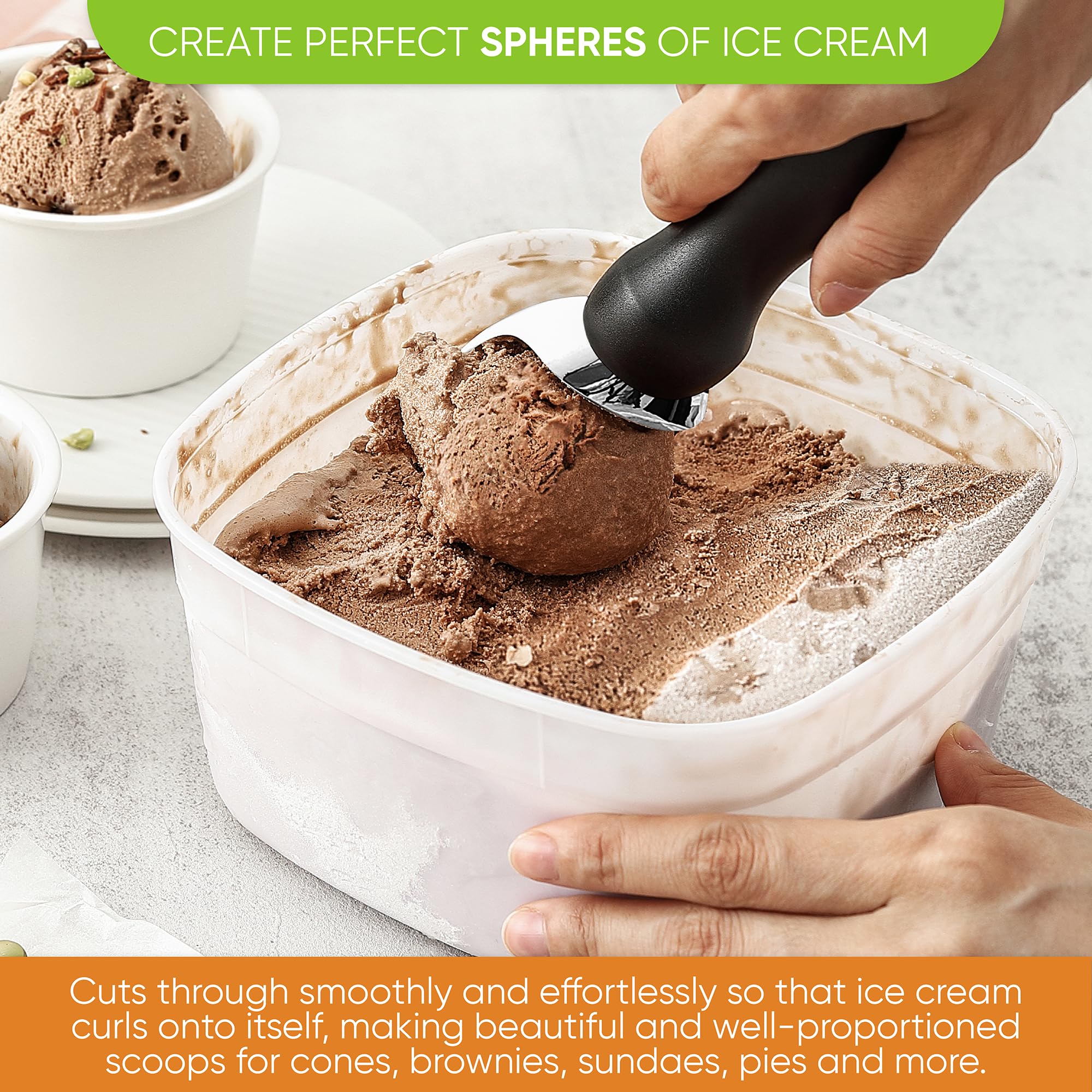 Spring Chef Ice Cream Scoop With Comfortable Handle, Black