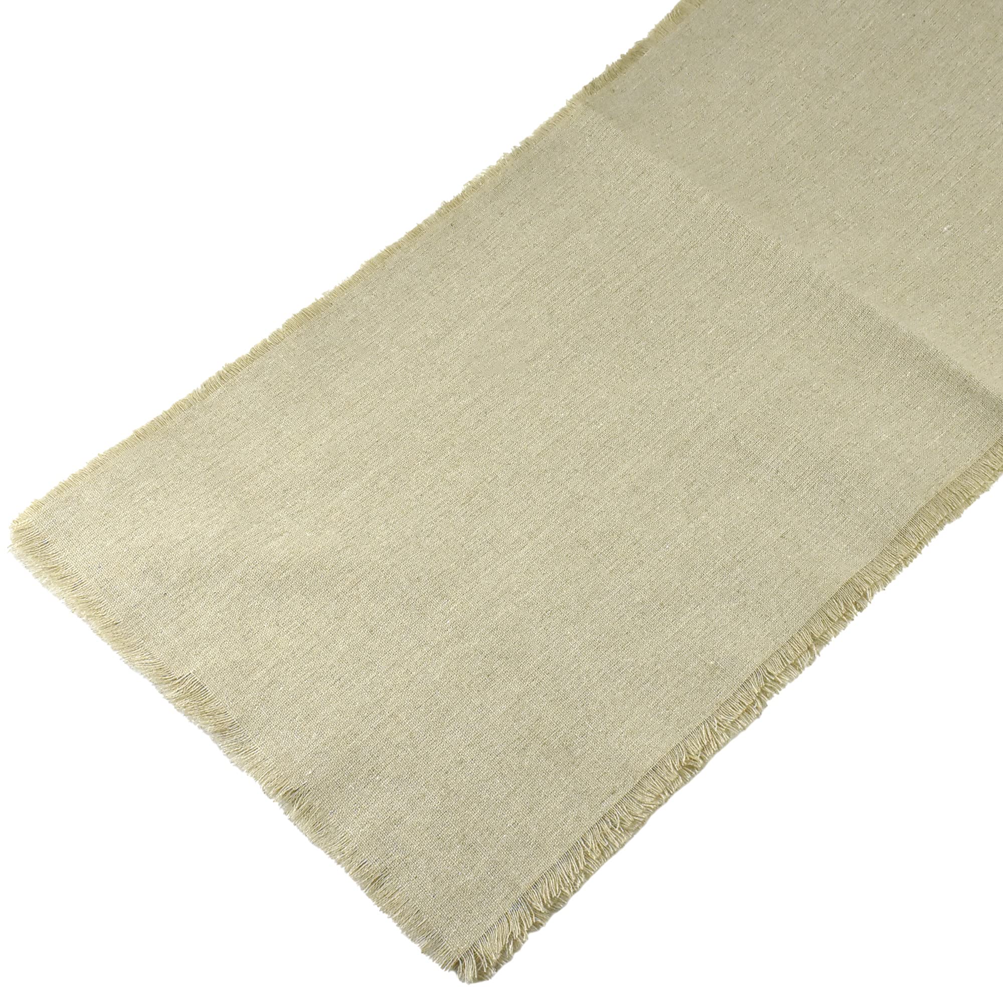 Firefly Imports Linen Table Runner With Fringe Edge, Natural, 12-1/2-Inch X 120-Inch