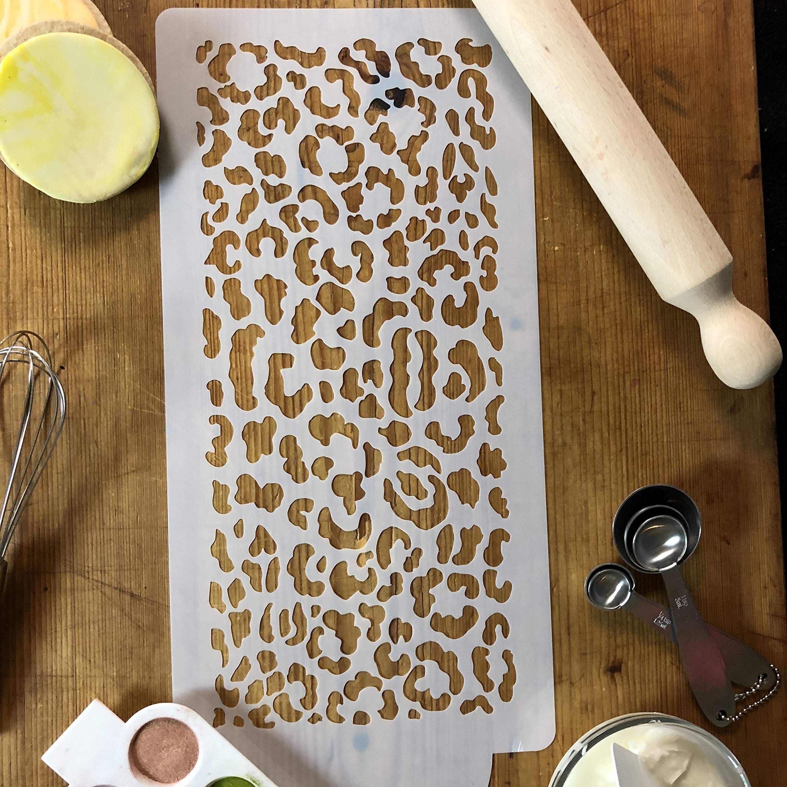 Designer Stencils Leopard Skin Cake Stencil, Beige/Semi-Transparent