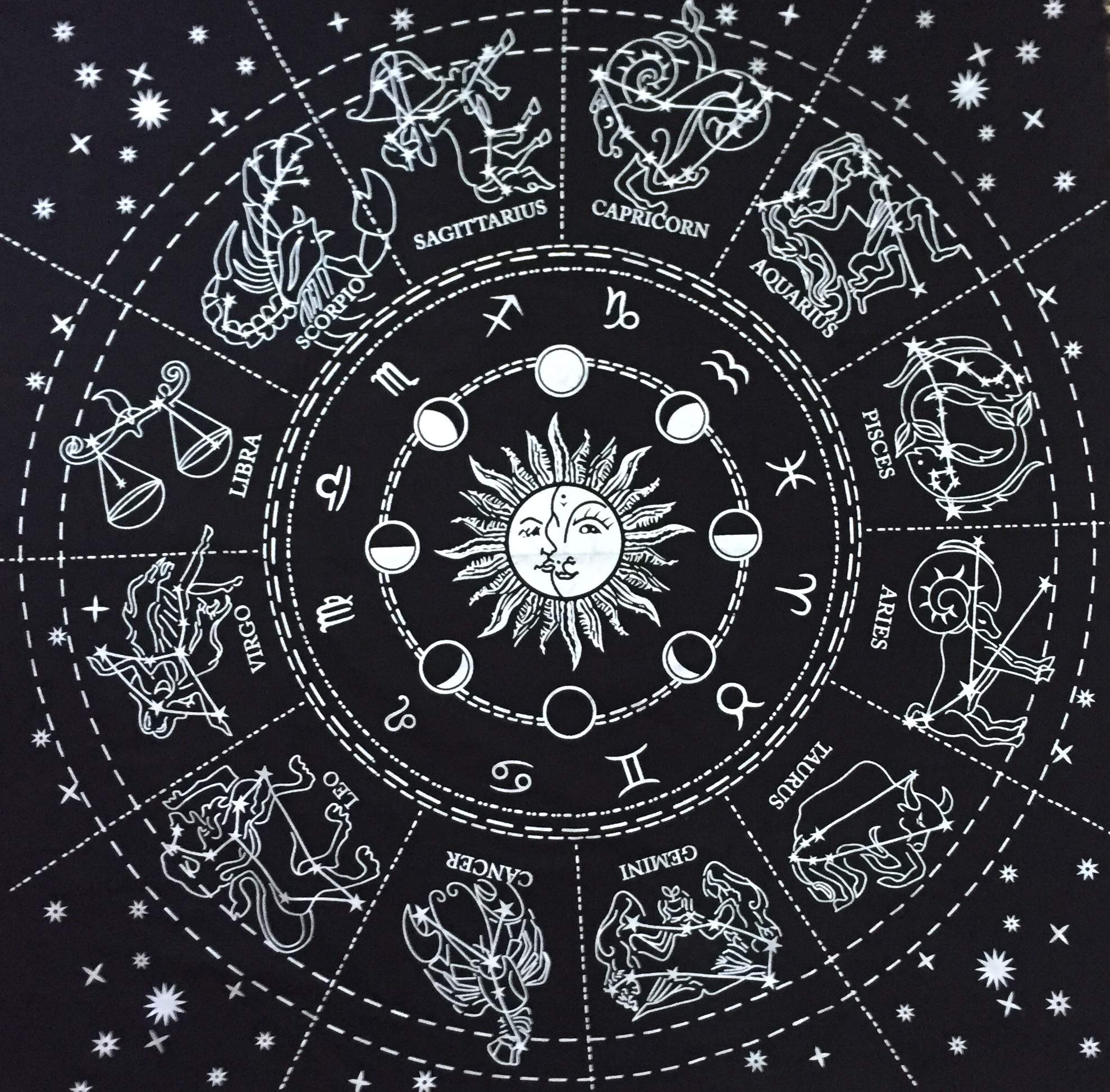 Indian Consigners Altar Cloth Zodiac Witchcraft Alter Tarot Spread Top Cloth Wiccan Square Spiritual 24 By 24 Sacred Cloth Unive