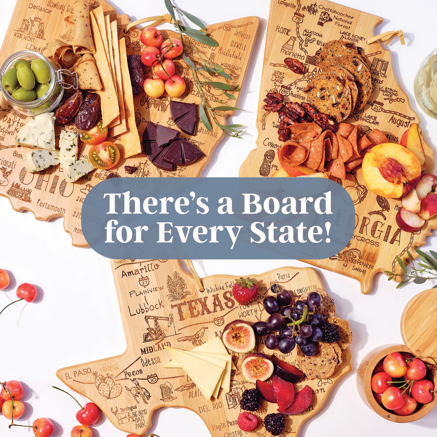 Totally Bamboo Destination New Jersey State Shaped Cutting Board, Charcuterie and Cheese Serving Board - New Jersey Gift for Hom