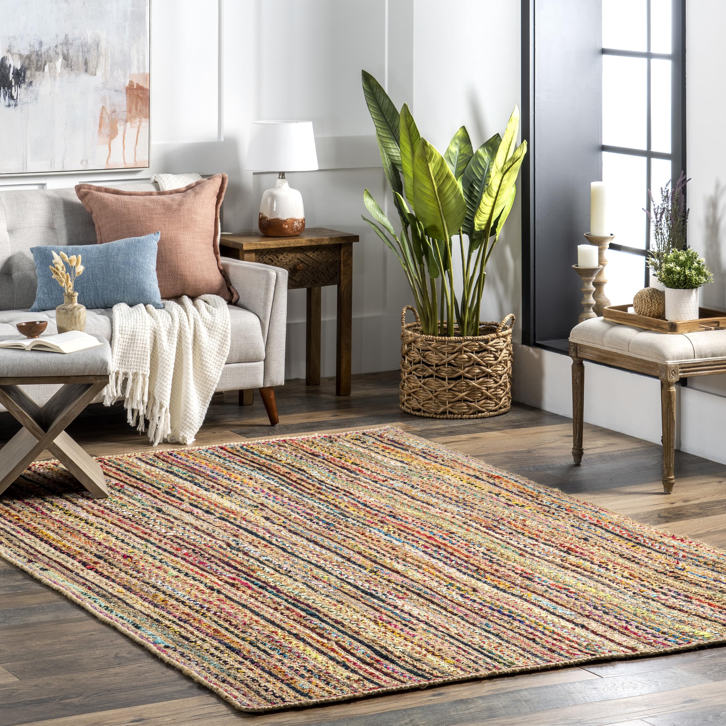 nuLOOM Tammara Bohemian Hand Braided Area Rug, 3x5, Blue
