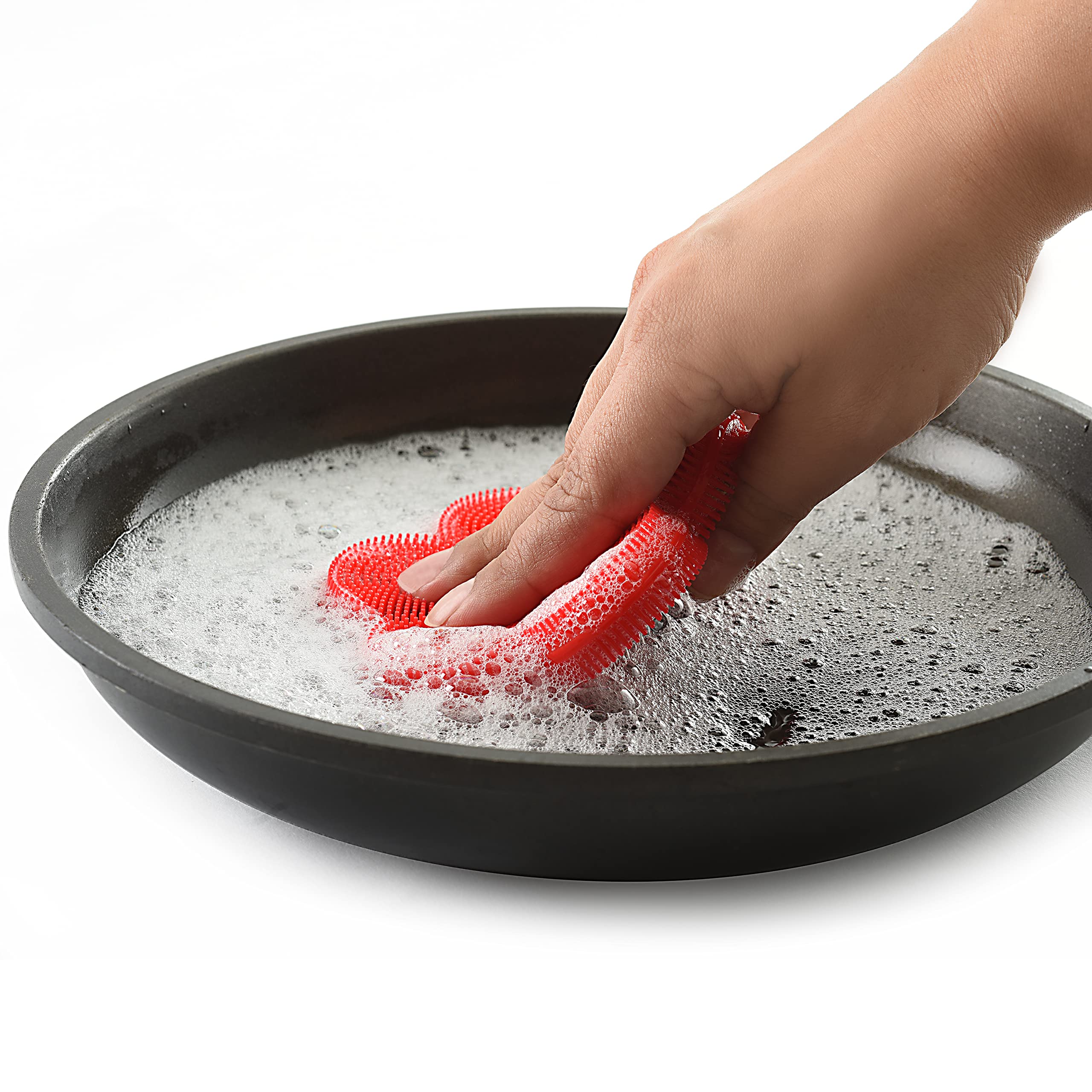 Norpro Red Flower-Shaped Silicone Dish Brush Scrubber