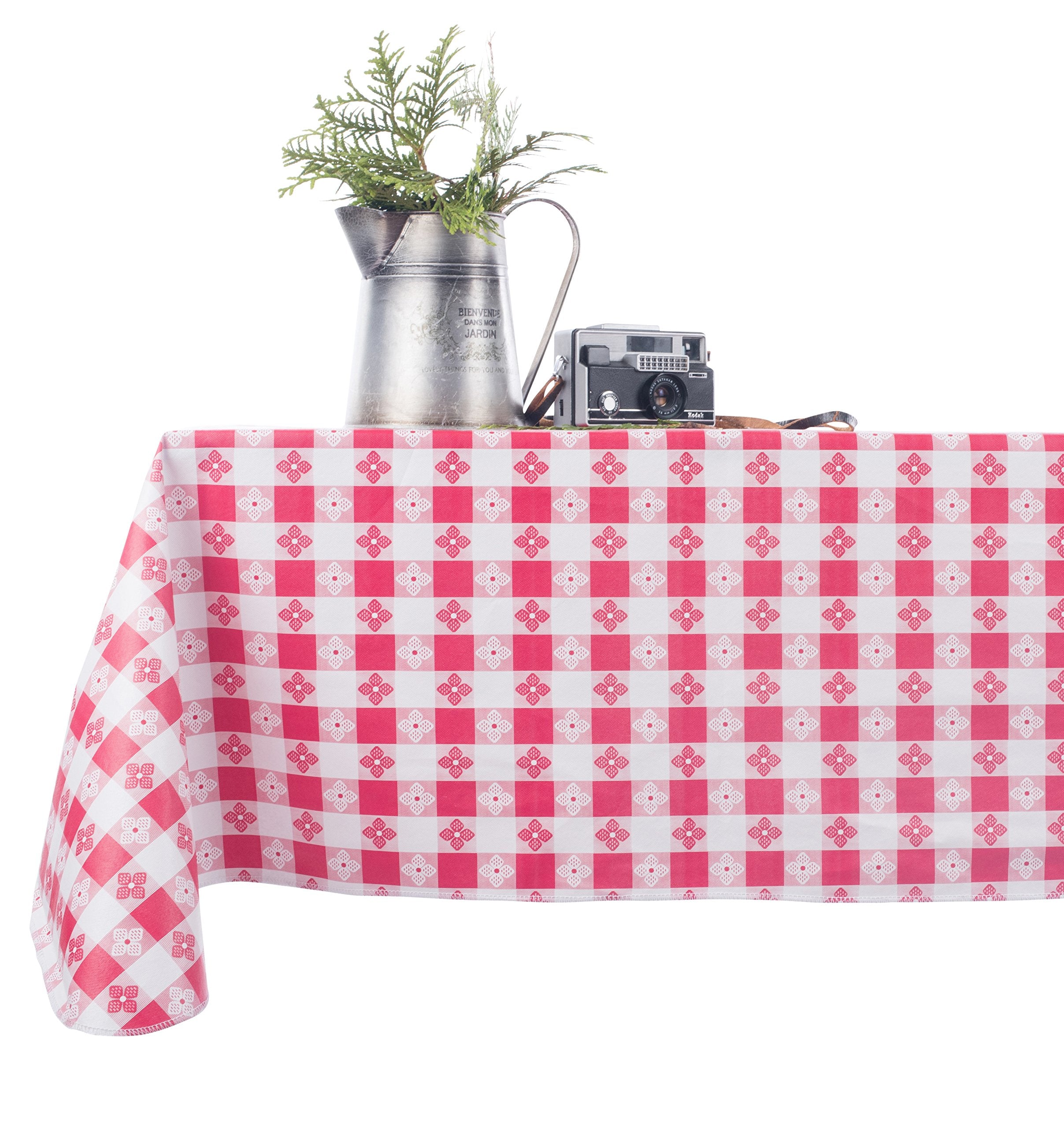 Yourtablecloth Checkered Vinyl Tablecloth With Flannel Backing For Restaurants, Picnics, Bistros, Indoor And Outdoor Dining (Blu