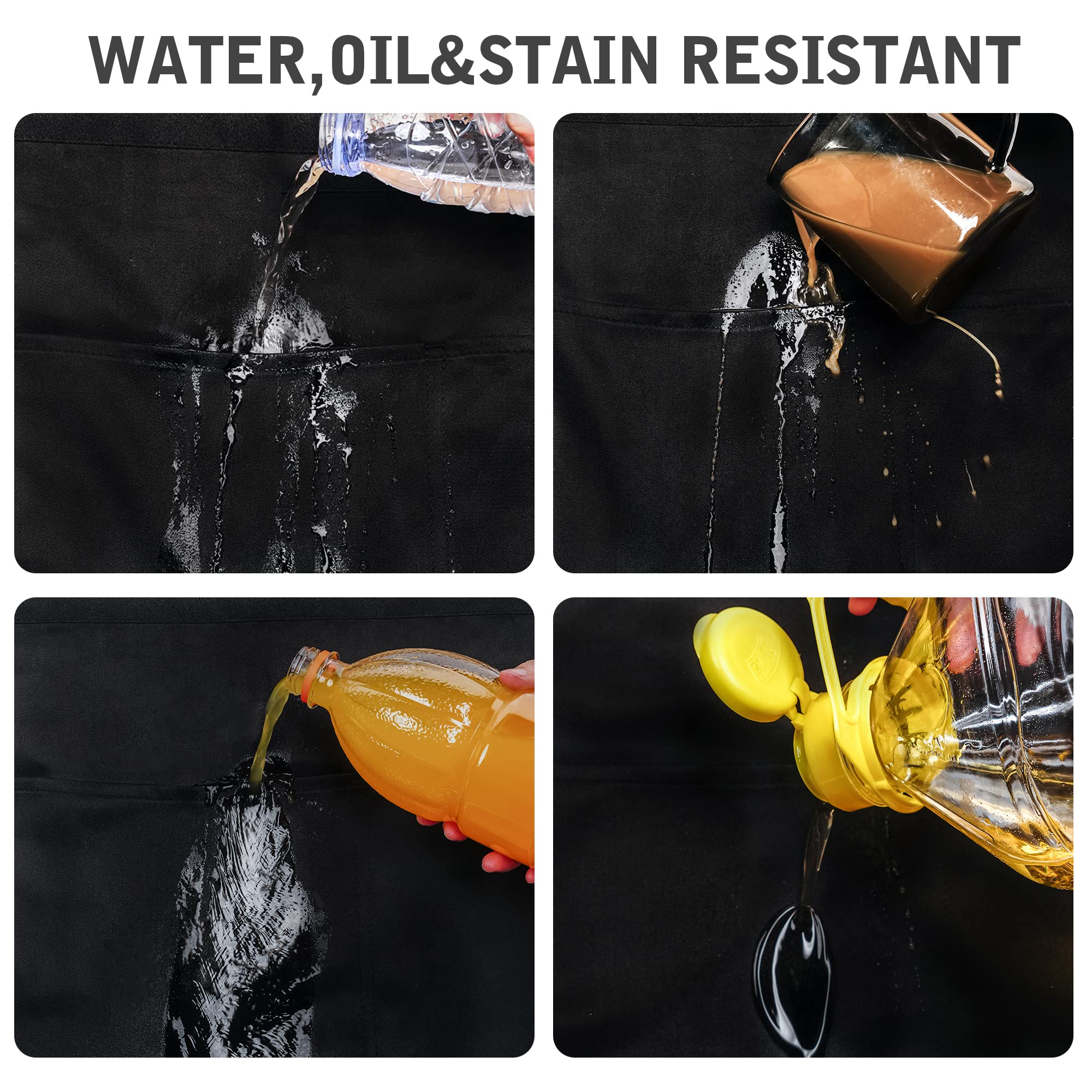 Boharers 2 Pack Waitress Apron With 3 Pockets - Black Server Aprons - Waiter Short Half Waist Servers Apron 12-Inch