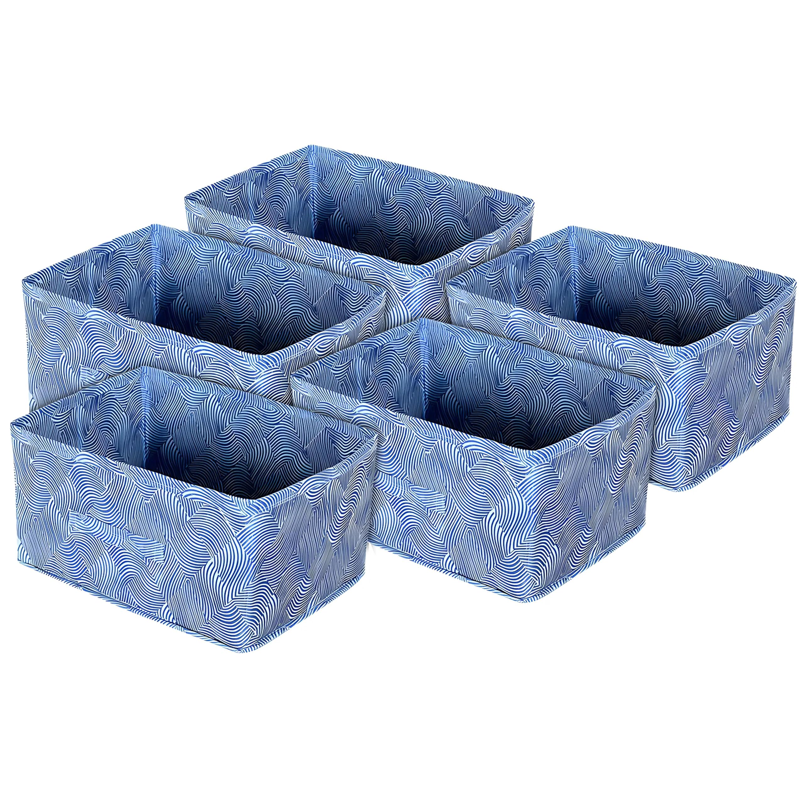 Kuber Industries Laheriya Print Non Woven Fabric 5Replacement Drawer Storage And Cloth Organizer Unit For Closet (Blue)Kubmart
