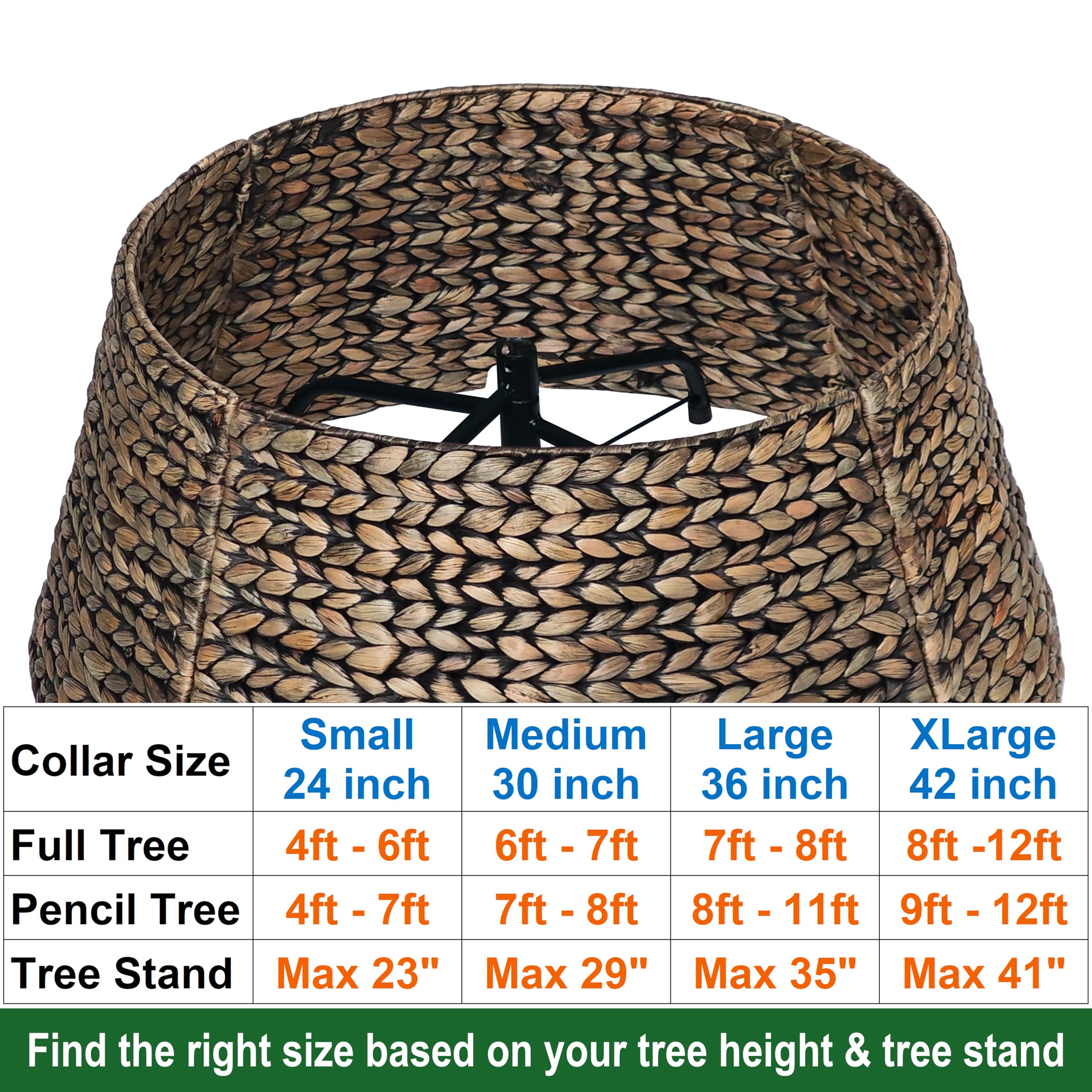 CENBOSS Rattan Christmas Tree Collar, Wicker Tree Skirt & Stand Base Cover (Black Wash, 42 inch)