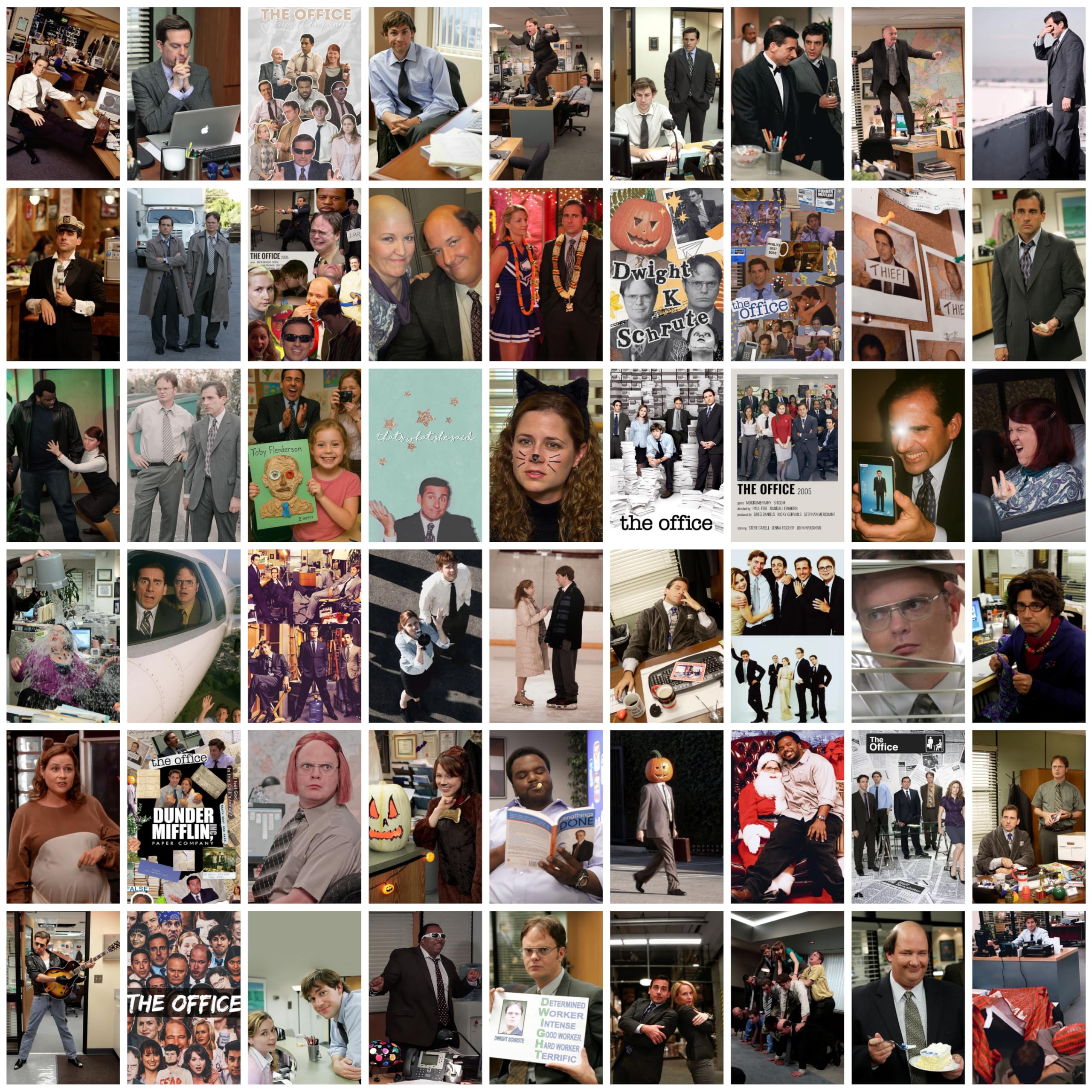 Office Posters Collage Set Of 54 | 4X6 Inch Portrait Mini Wall Art | Comedy Workplace Aesthetic, Fan Wall Decor, Iconic Office M