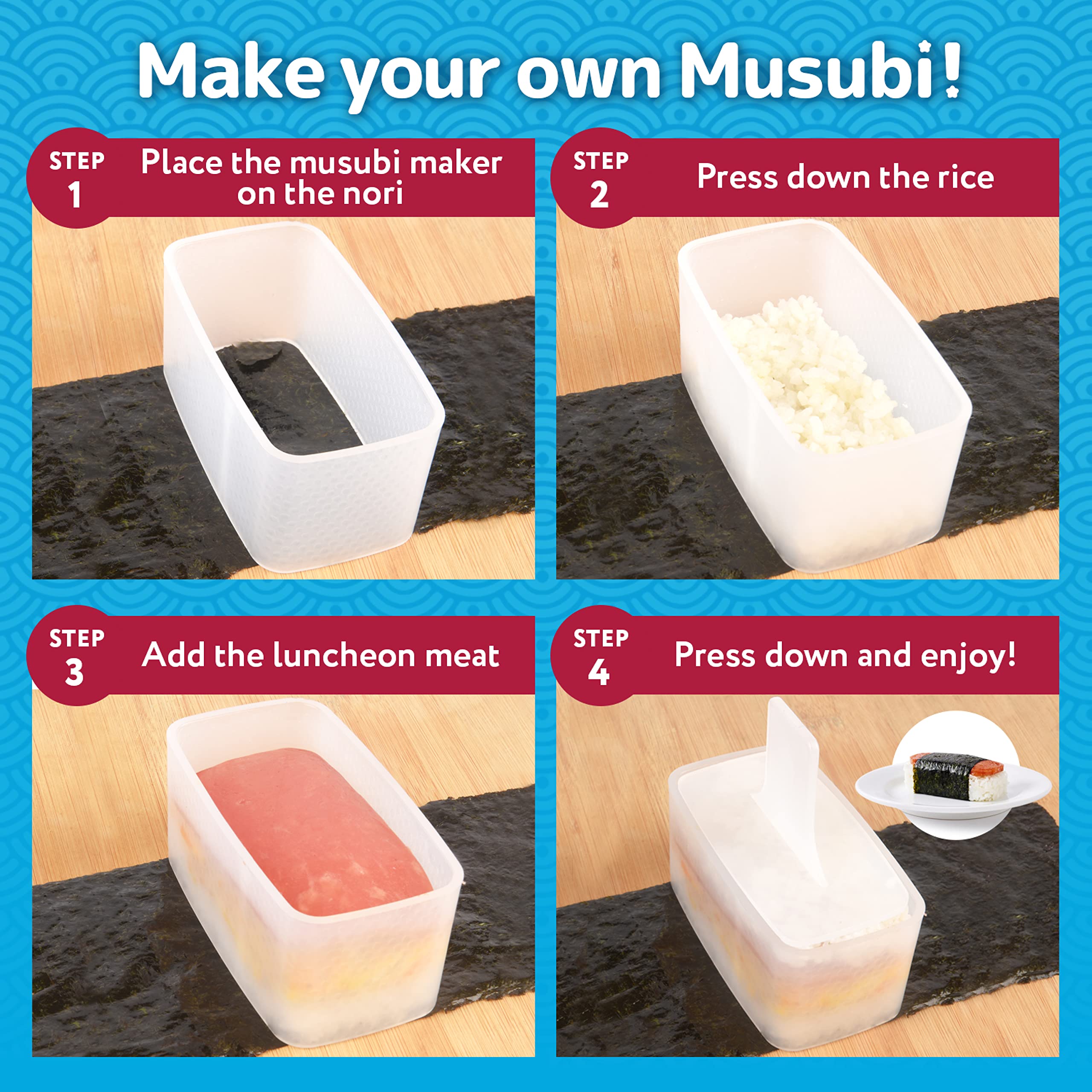 Impresa Musubi Maker Kit - 2 Pack - Non-Stick Sushi Press Mold For Handmade Rolls, Kimbap, Onigiri, Sekirei, And Hawaiian Musubi