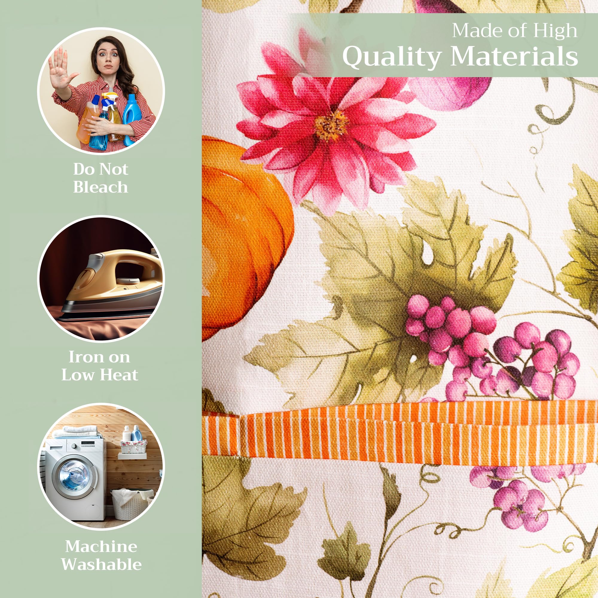 Maison d ' Hermine Apron 100% Cotton Adjustable Neck Strap Clothapron with Center Pocket for Mothers Day Gifts  Women  Men  Banquet  Pumpkin Garden - Cloudy Cream -Thanksgiving/Christmas(27.50 ''x31.50 '')