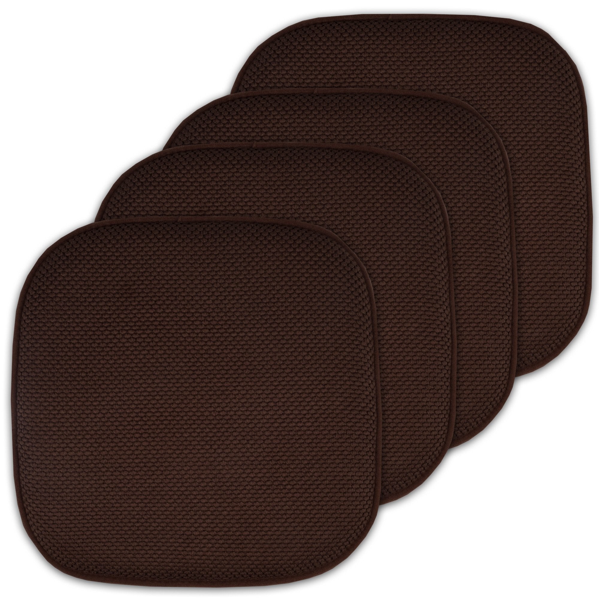 4 Pack Memory Foam Honeycomb Nonslip Back 16'' X16'' Chair/Seat Cushion Pad, Brown