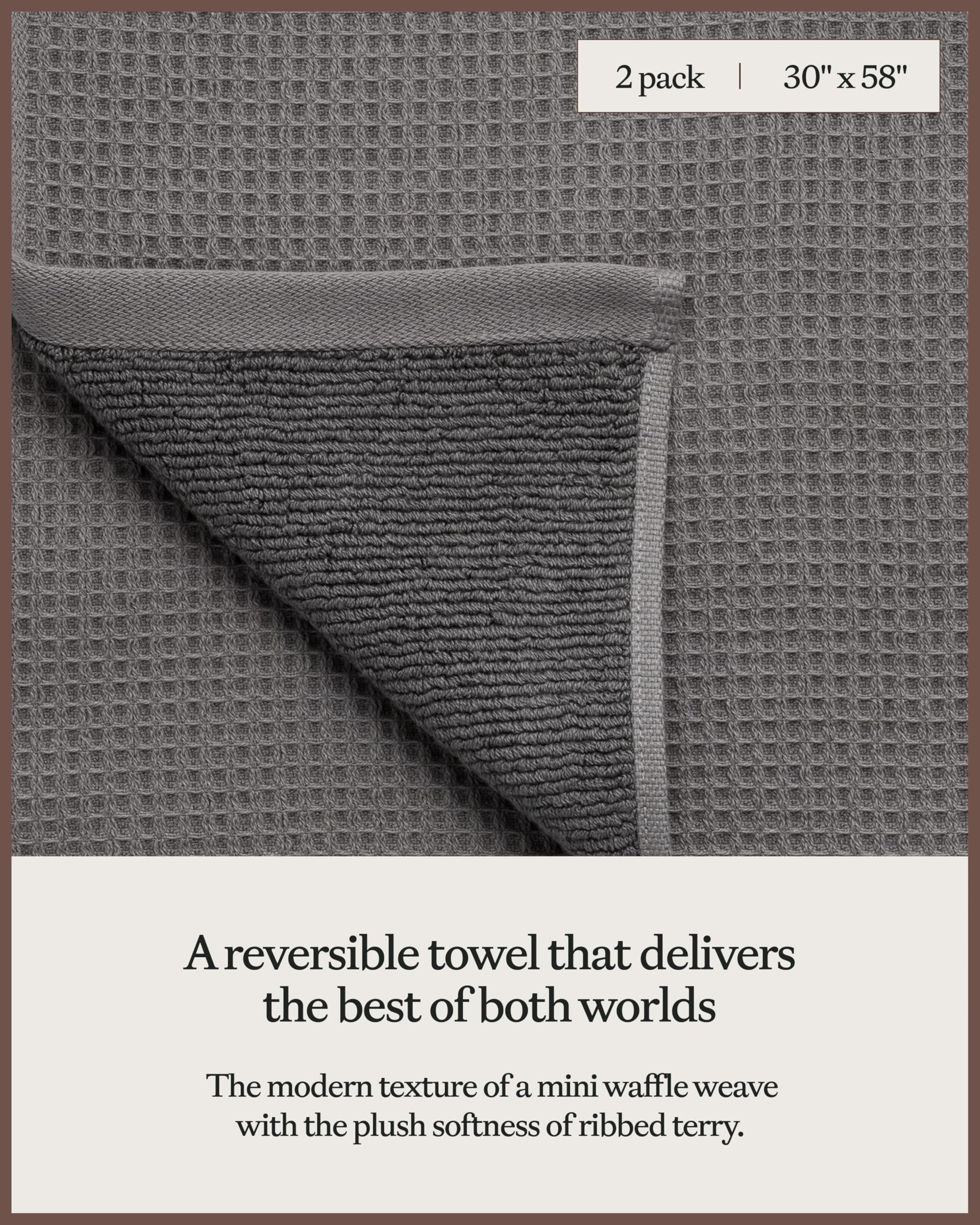 Cozy Earth Charcoal Waffle Bath Towels