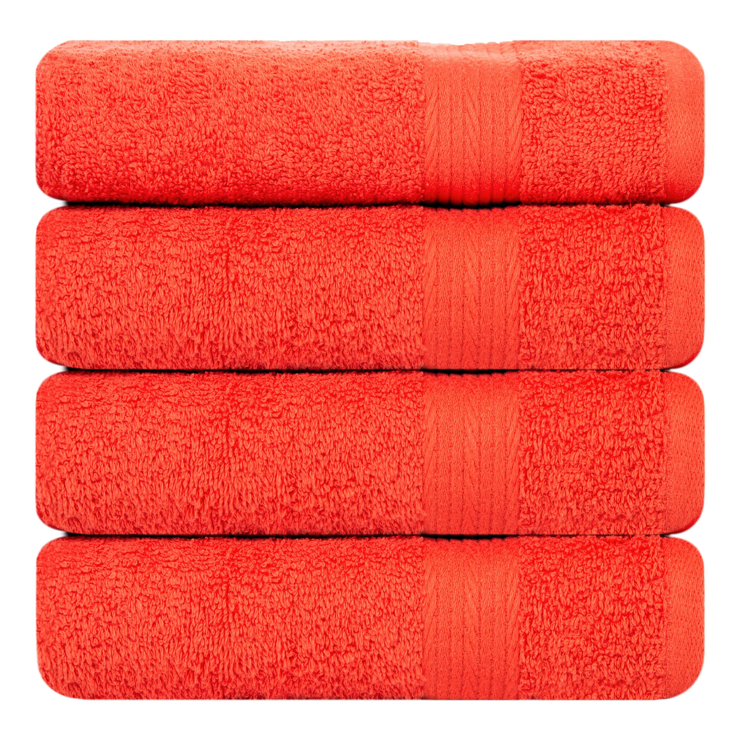 Ample Decor Bath Towels 30 X 54 Inch 600 GSM 100% Cotton Towels for The Bathroom - 4pcs Orange