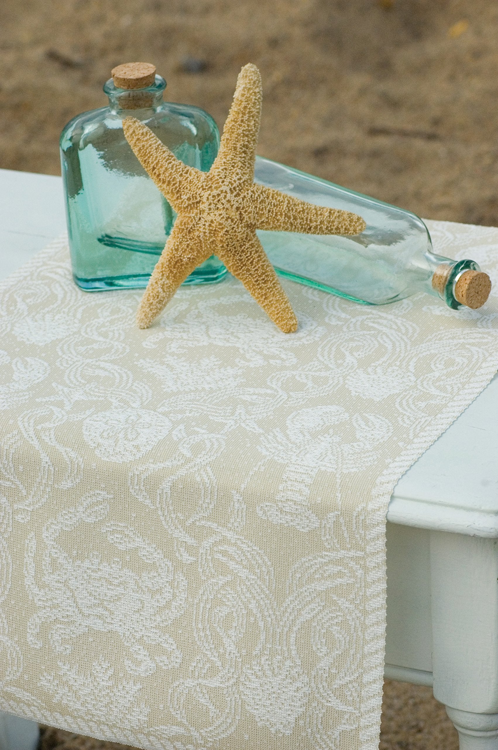 Heritage Lace Sand Crab Damask 14''X54'' Table Runner