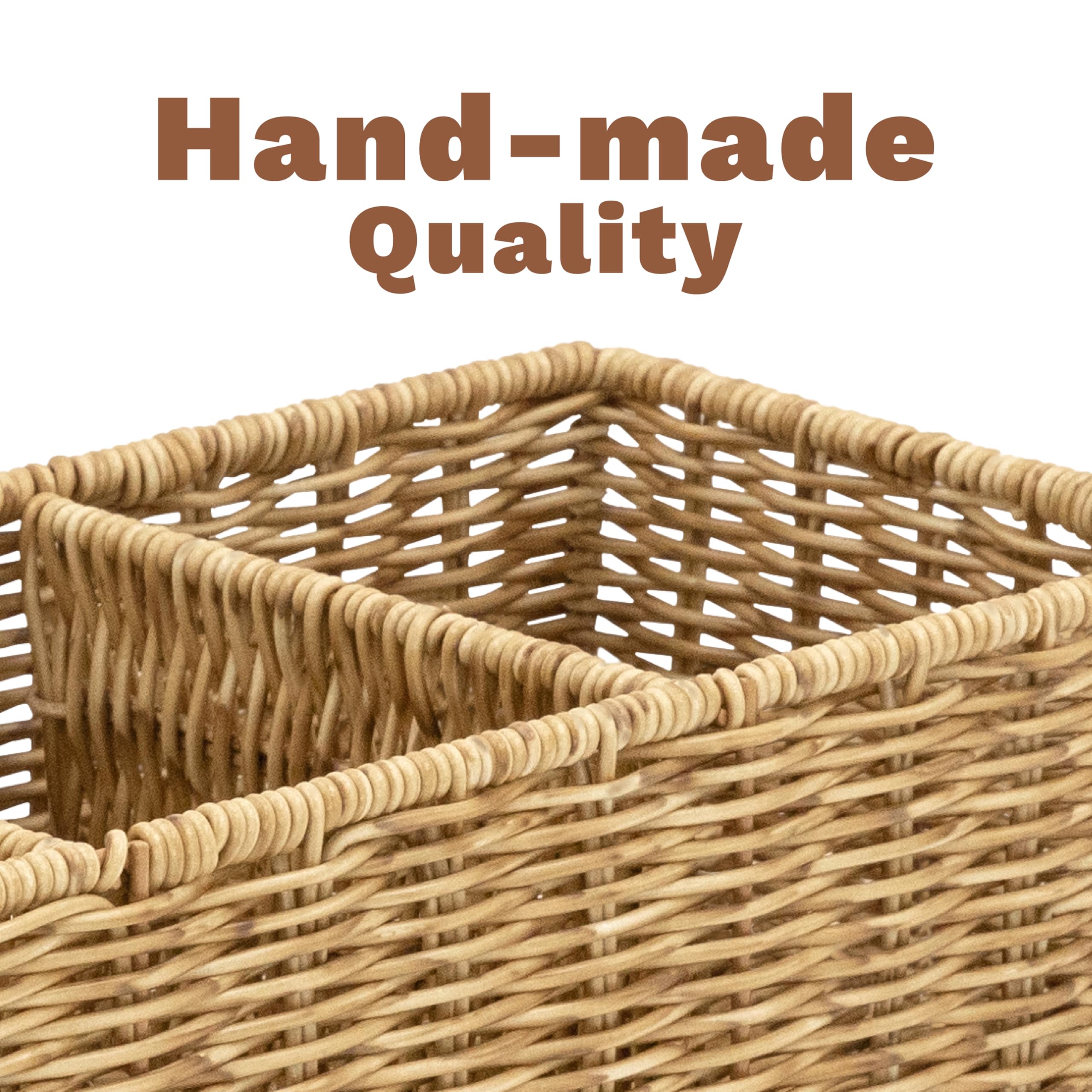 Myhomebody Wicker Basket With 3 Compartments, Woven Baskets For Organizing, Storage Basket, Toilet Tank Basket, Bathroom Counter