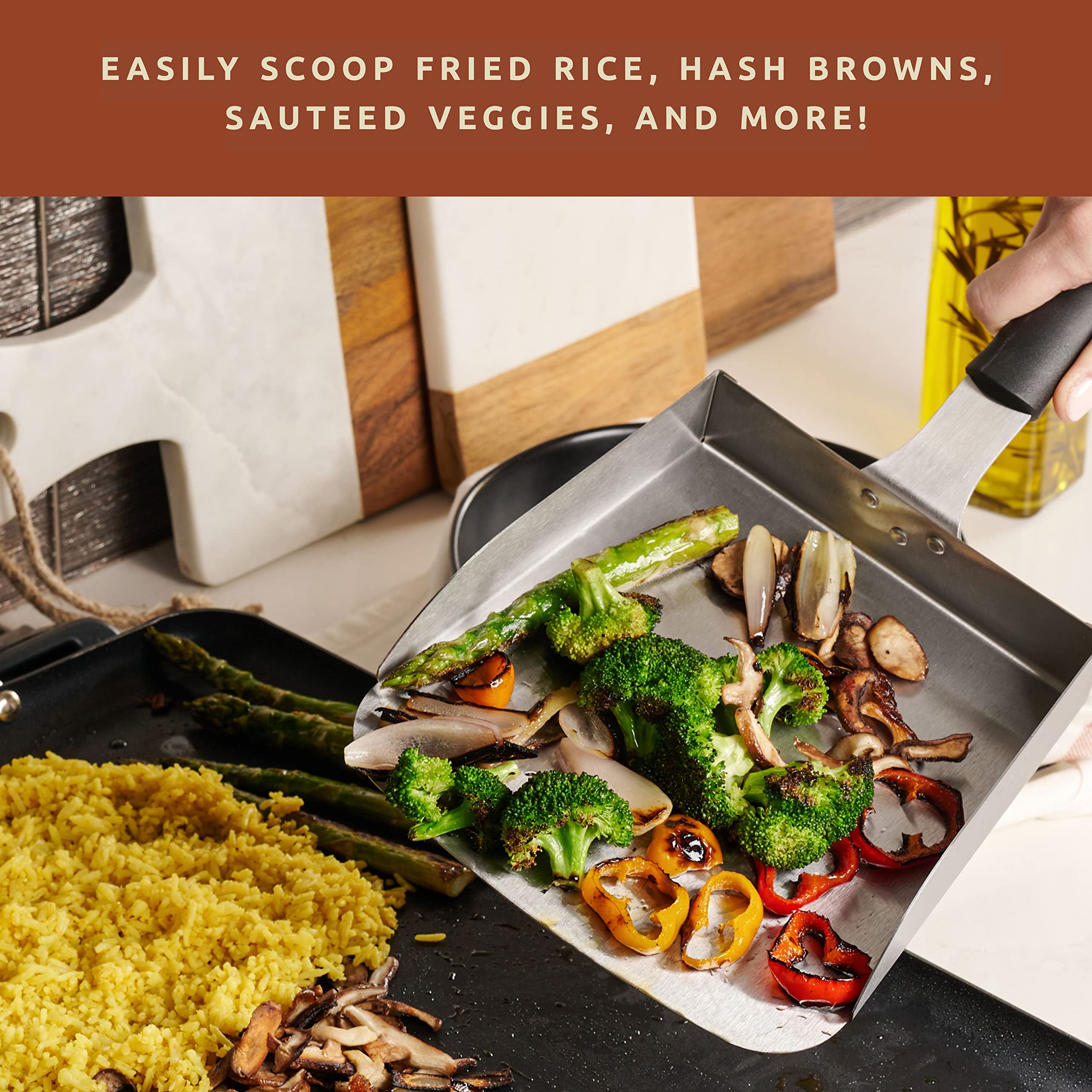 Bellemain Smash Burger Spatula For Griddle - Stainless Steel Griddle Scraper Tool, Large Griddle Spatula - Fried Food Scoop, Sti