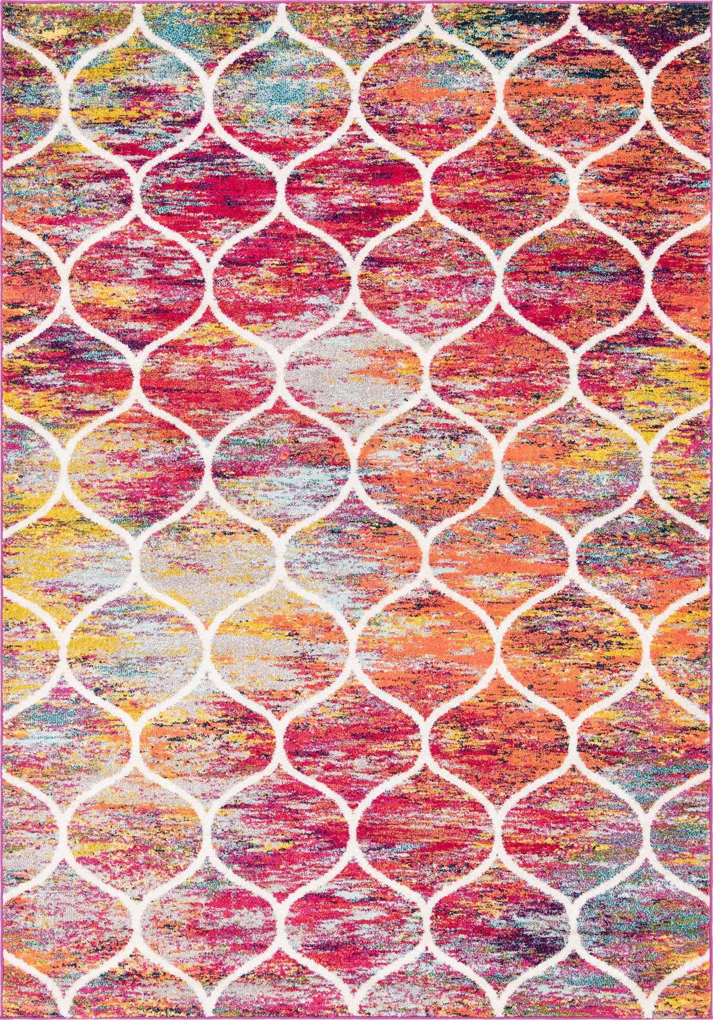 Unique Loom Trellis Frieze Collection Area Rug - Rounded (7 x 10, Multi/ Black)