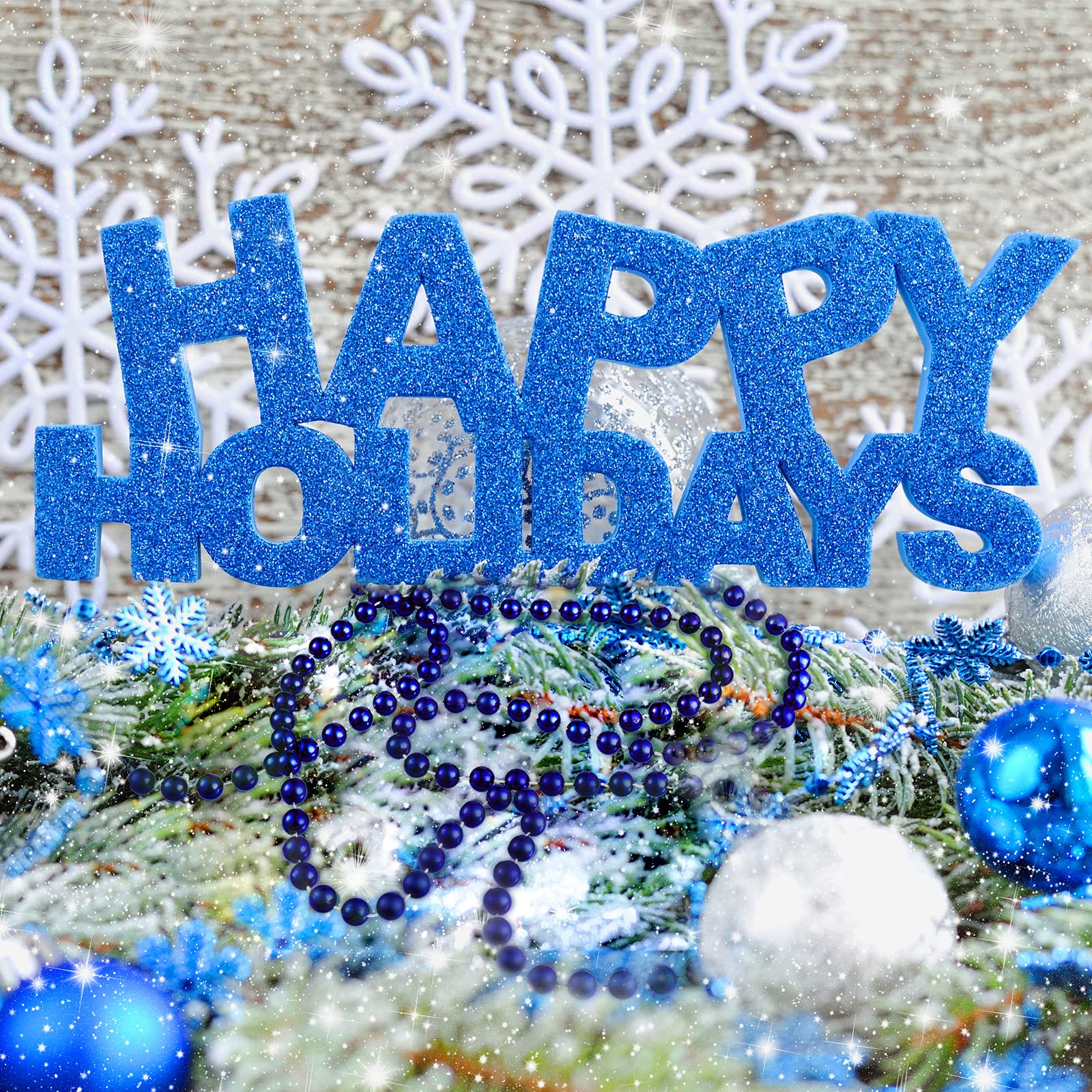 WILLBOND 50ft Christmas Tree Beads Artificial Pearls Garland Plastic Beads Roll for Christmas Tree Wedding DIY Decoration Suppli
