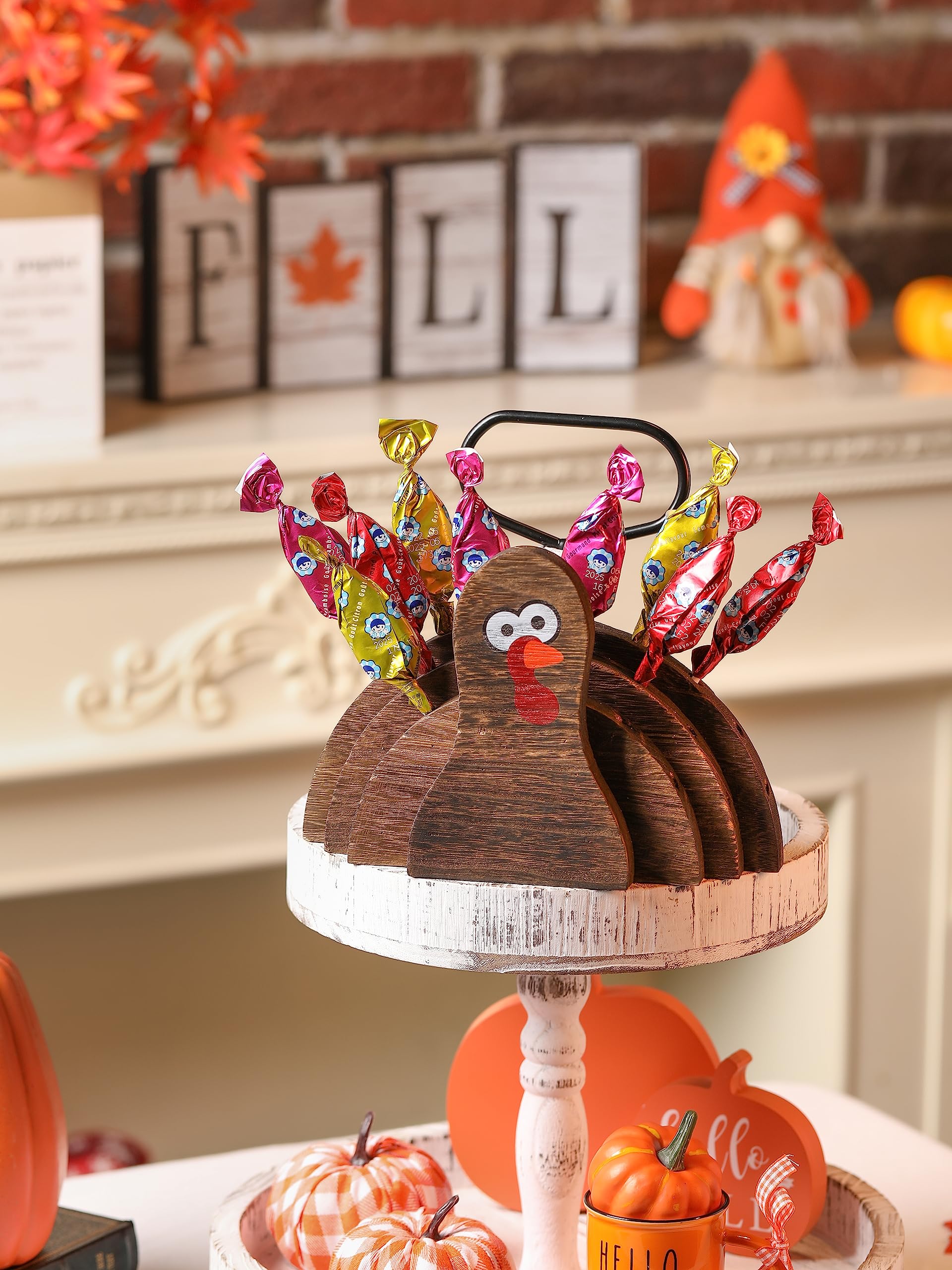 Wodoholo Thanksgiving Decor, Wooden Turkey Lollipop Holder, Candy Table Display, Fall Decor For Home, Fireplace Shelf Decor
