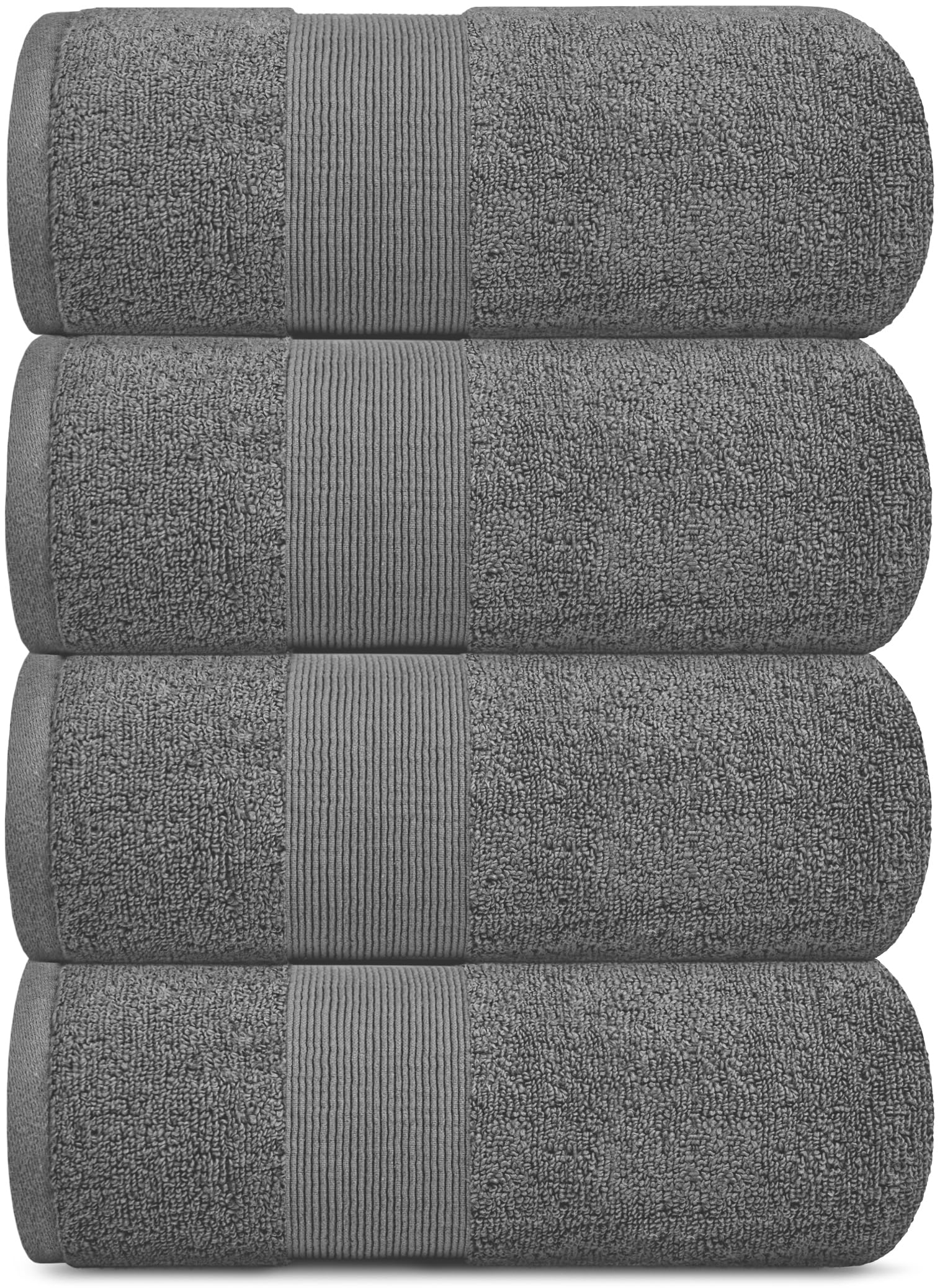 White Classic Resort Collection Soft Bath Towels | 28X55 Luxury Hotel Plush & Absorbent Cotton Bath Towel Large [4 Pack, Smoke G