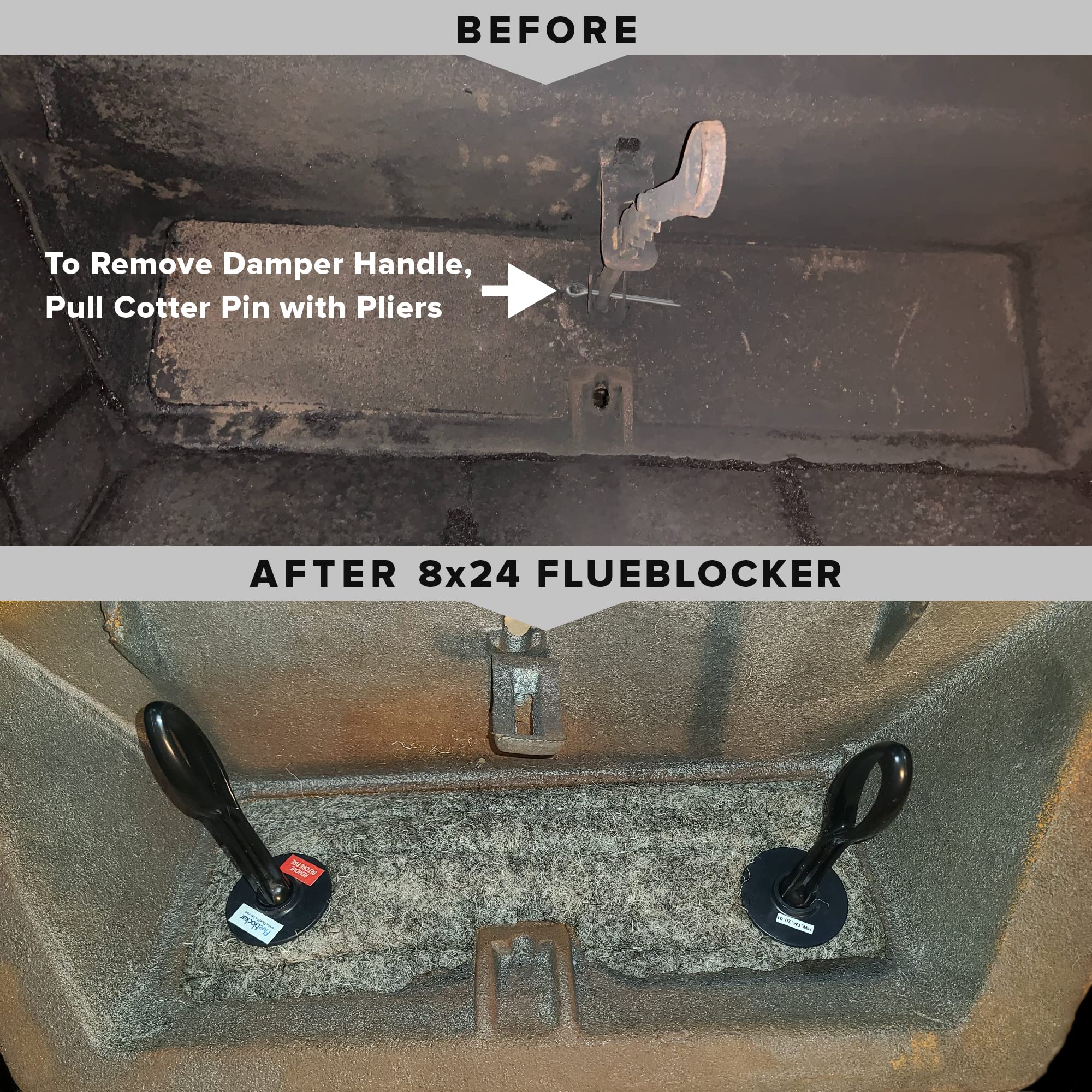 Flueblocker For 8''X24'' Chimney Flue - Chimney Sheep Fireplace Draft Stopper Plug Replacement Damper Fireplace Tool - Better Th