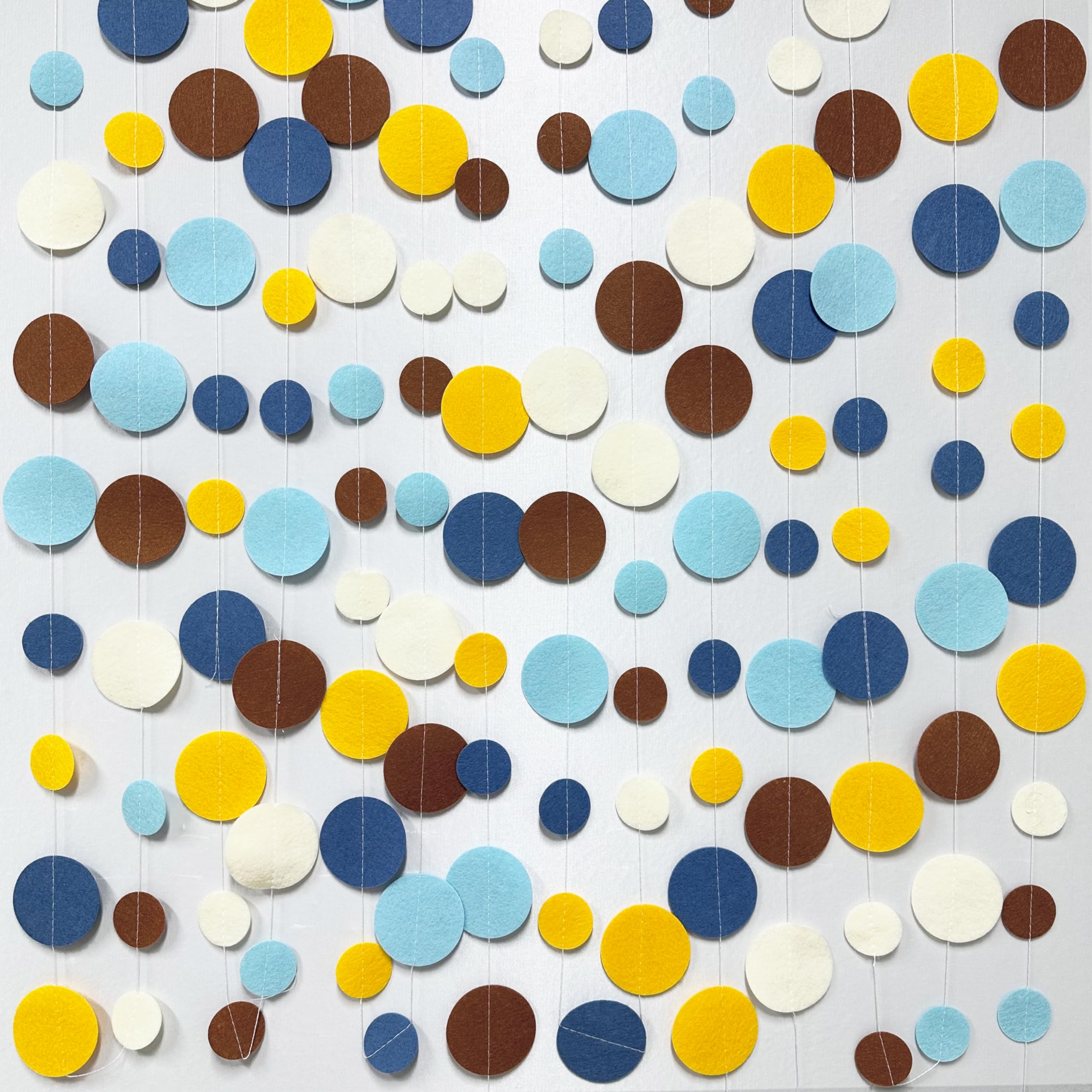 Boho Classroom Decorations Navy Blue Yellow Brown Felt Circle Dot Garland Hanging Polka Dot Streamer For Classrooms Preschool Ev