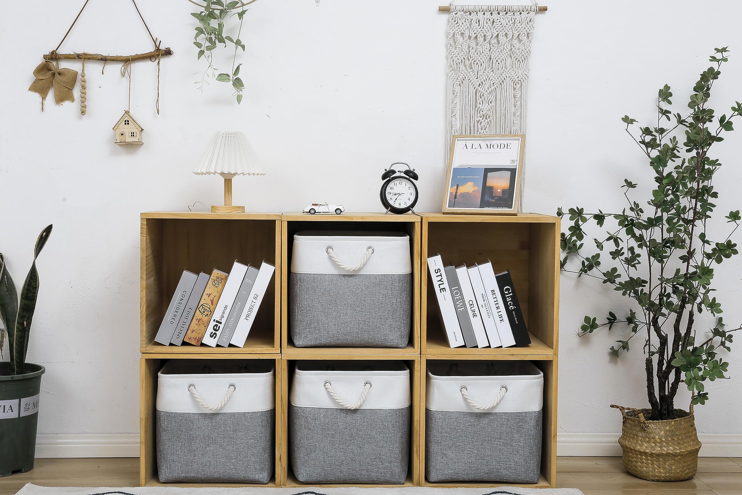 Midmmvick 13 X 13 Inch Cube Storage Bins, 4 Pack Large Collapsible Fabric Storage Bin With Ropes, Foldable Storage Cubes For Hom