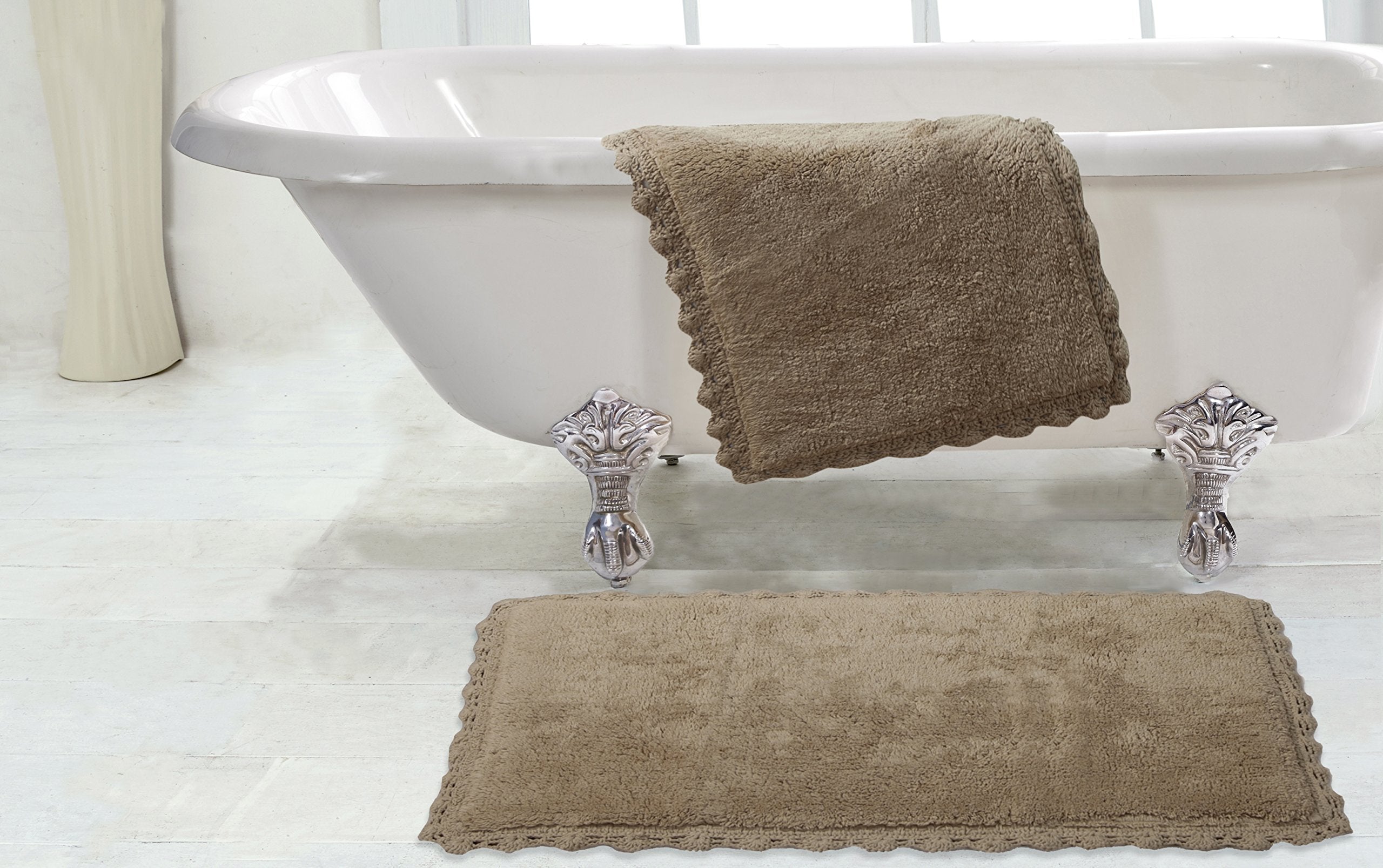 Chesapeake Merchandising Crochet 2-Piece Bath Rug Set, 21'' X 34'' & 17'' X 24'', Linen