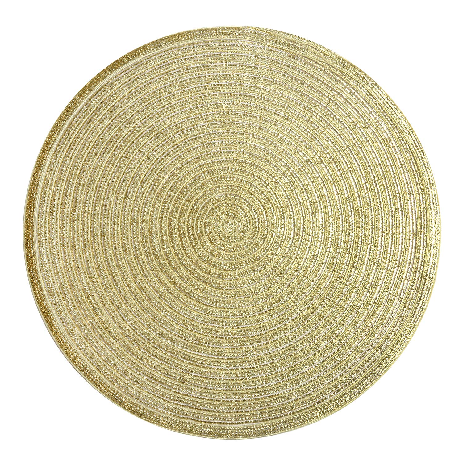 Shacos Golden Glitter Round Braided Placemats Set Of 6 Bling Circle Place Mats Washable Table Mats For Holiday Party Wedding Sho