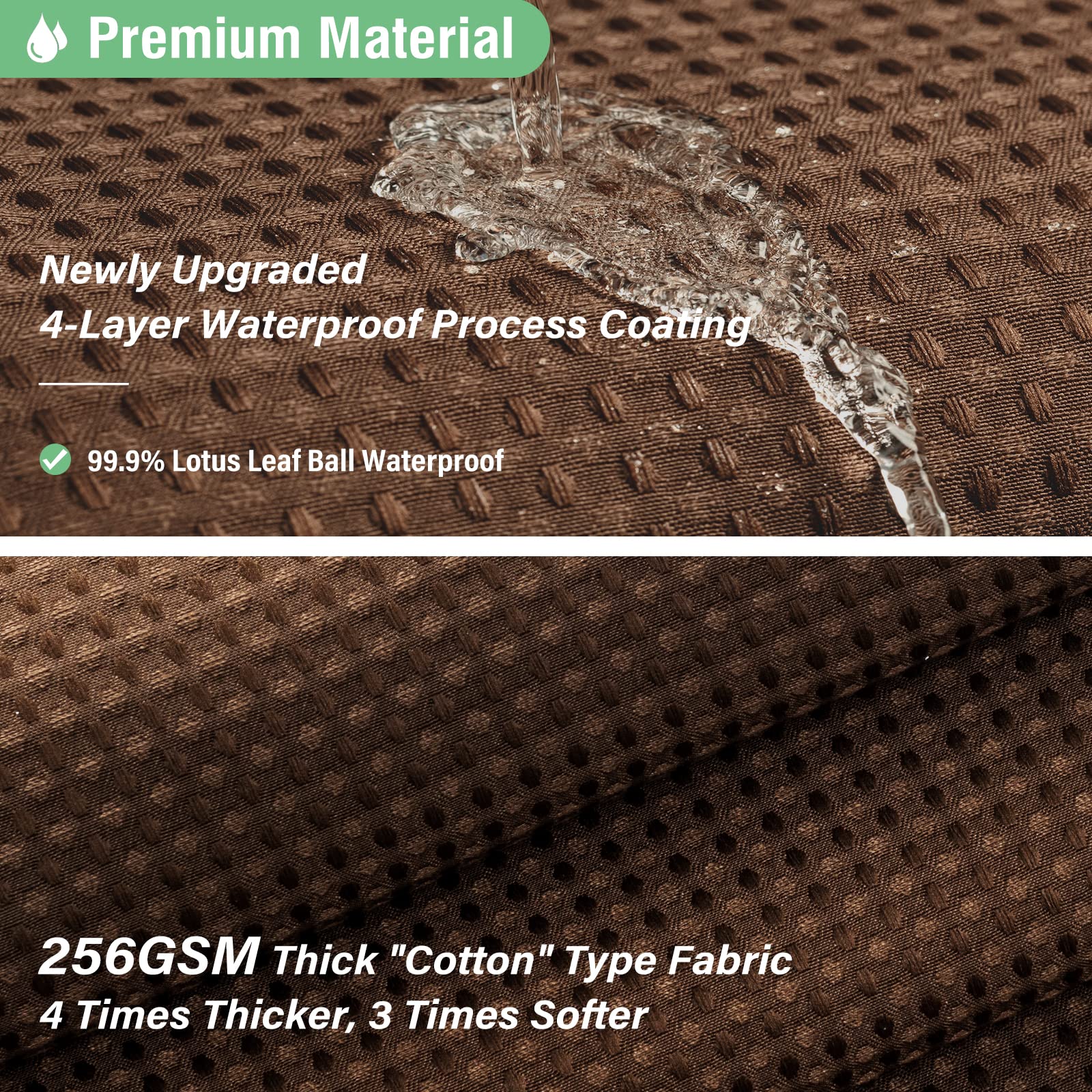 Dynamene Extra Long Shower Curtain - 84 Inch Long Brown Waffle Weave Heavy Duty Fabric Bathroom Shower Curtain  Neutral Weighted Hotel Thick Bath Curtain Set with 12 Plastic Hooks 72x84  Brown