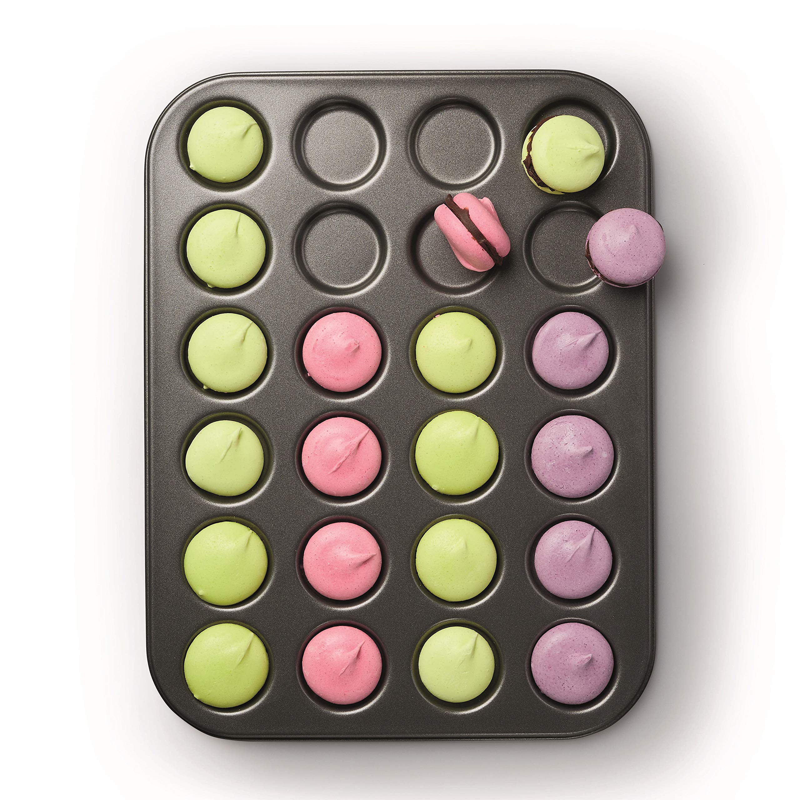 Masterclass Kcmchb82 Macaron Baking Tray/Whoopie Pie Tin With Pfoa Non Stick, 24 Holes, Robust 1 Mm Carbon Steel, 35 X 27 Cm, Gr