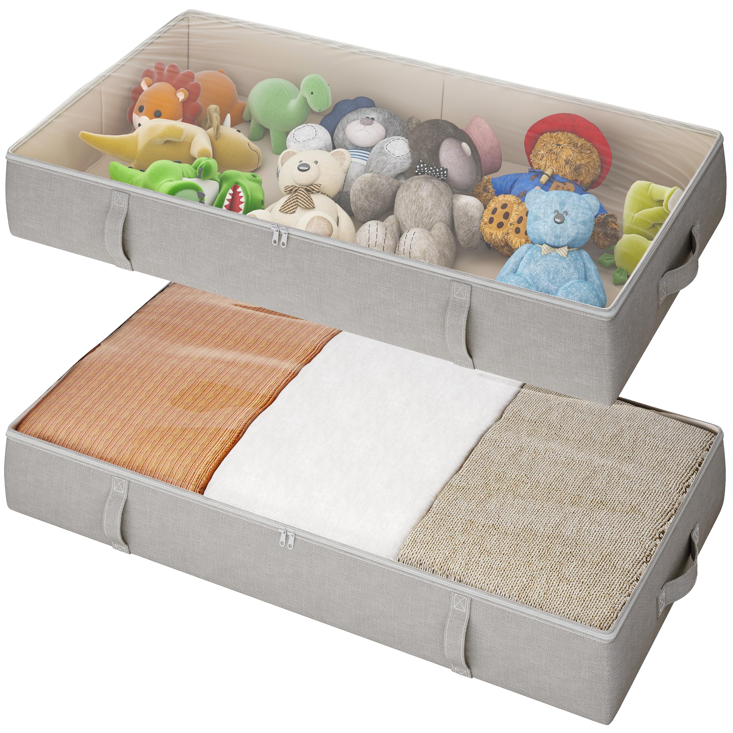 Vailando Under Bed Storage Containers, Underbed Storage Bins, 6 Inches Tall Clothes Storage Box with Sturdy Handles and Sidewall