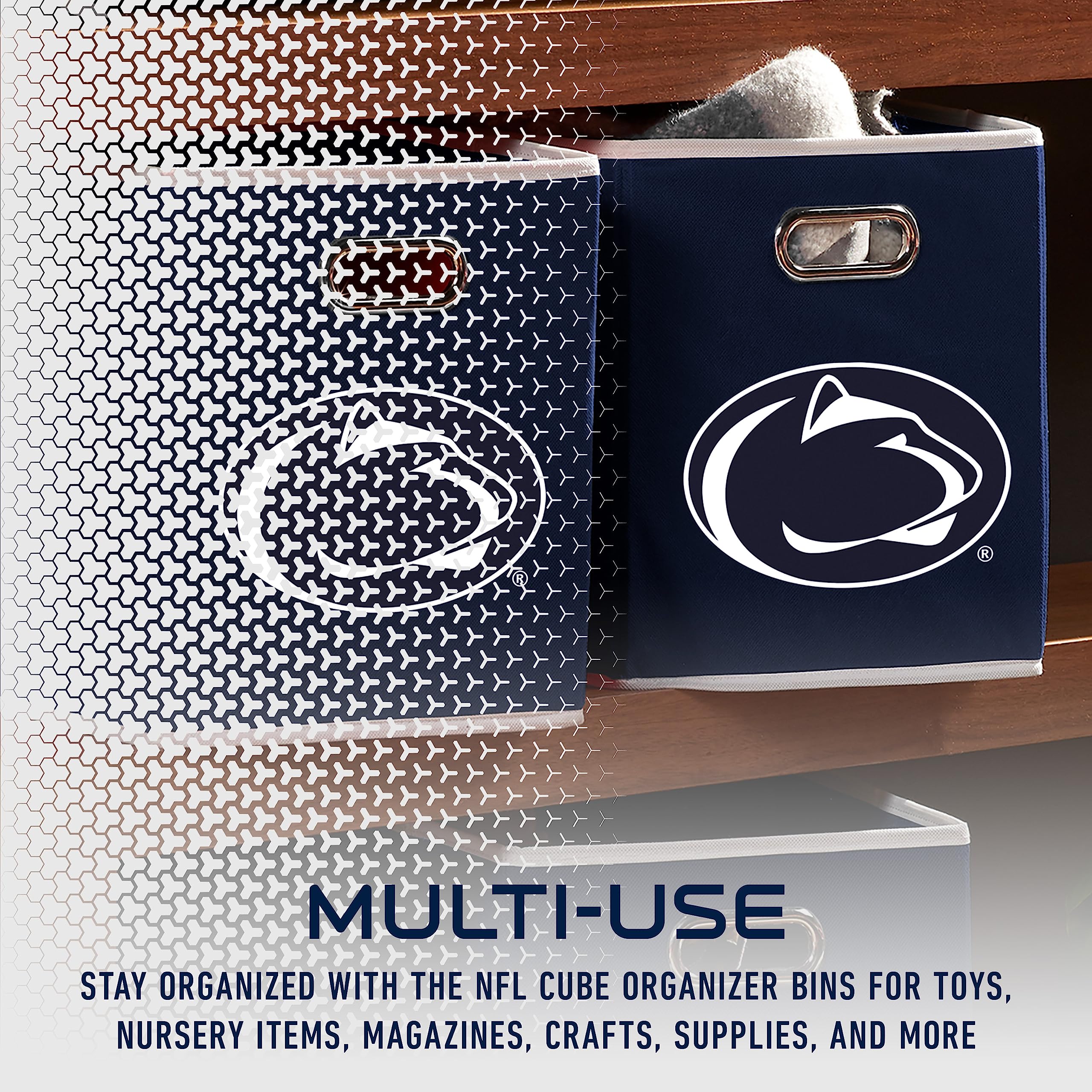 Franklin Sports Storage Bin - Made To Fit Storage Bin Shelf Organizers - 10.5'' X 10.5'' - College Officially Licensed White