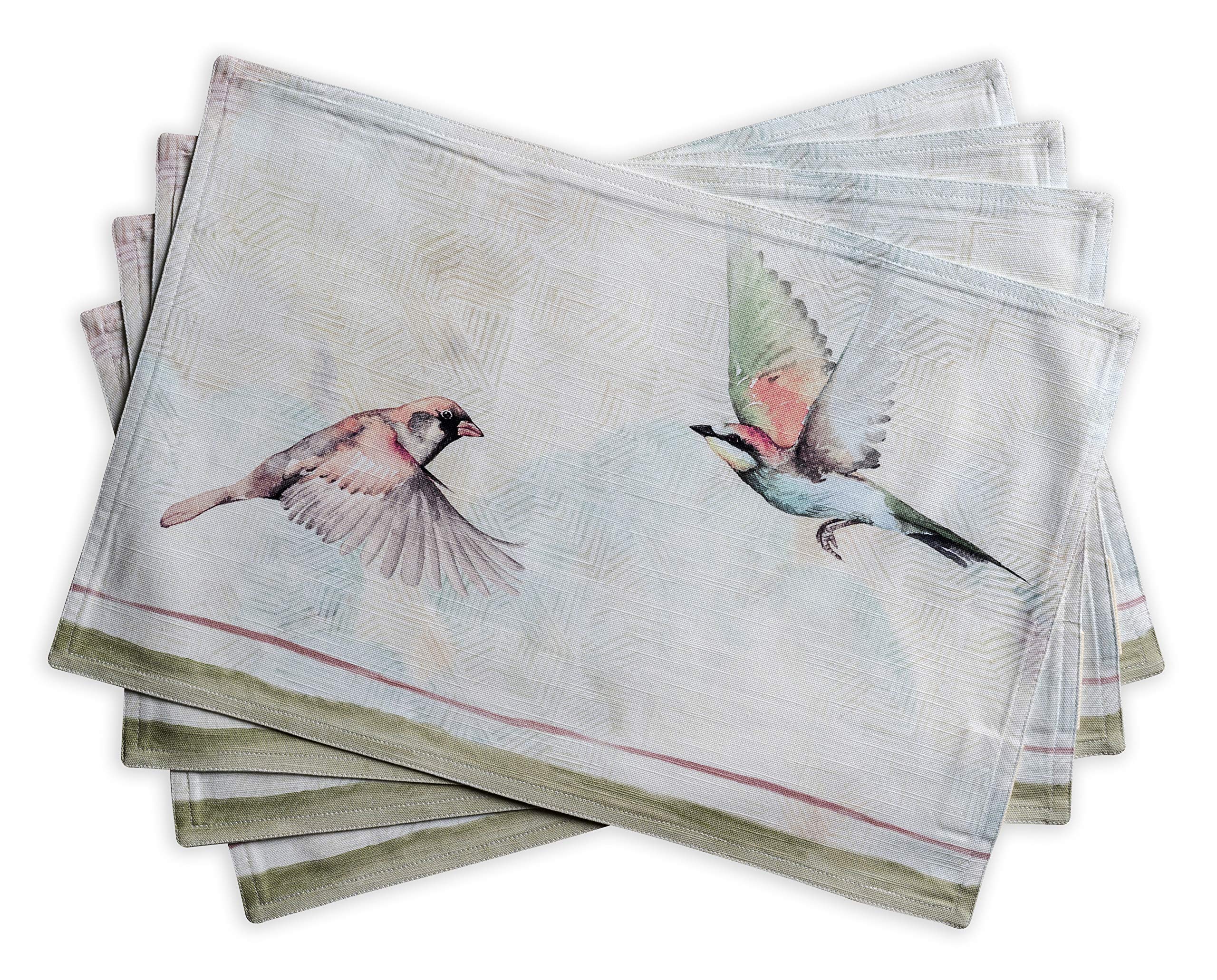 Maison D' Hermine Cloth Placemats 100% Cotton Set Of 4 Decorative Washable Table Placemat For Mothers Day Gifts, Dining, Holiday