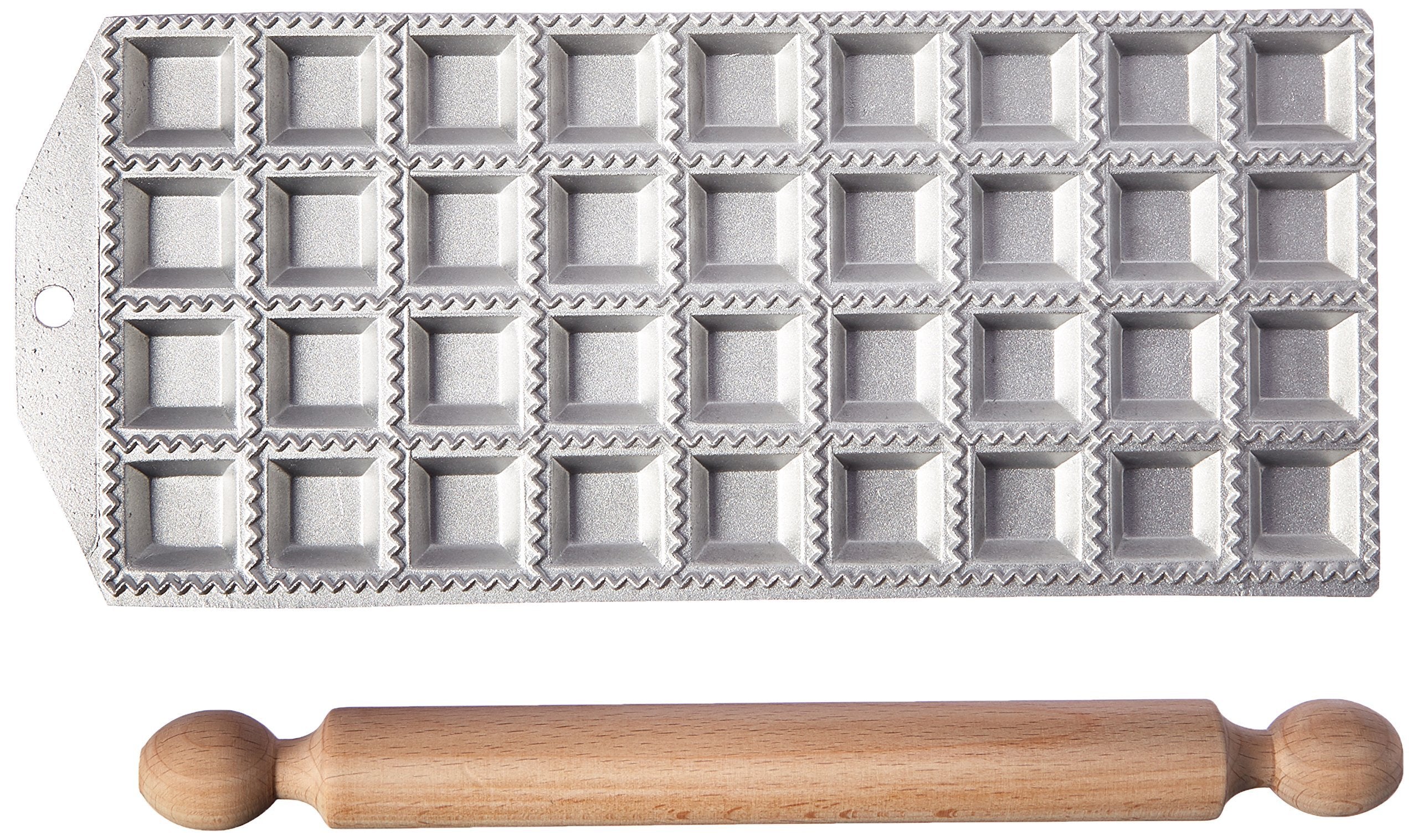 Eppicotispai 36 Holes Aluminum Square Ravioli Maker With Rolling Pin