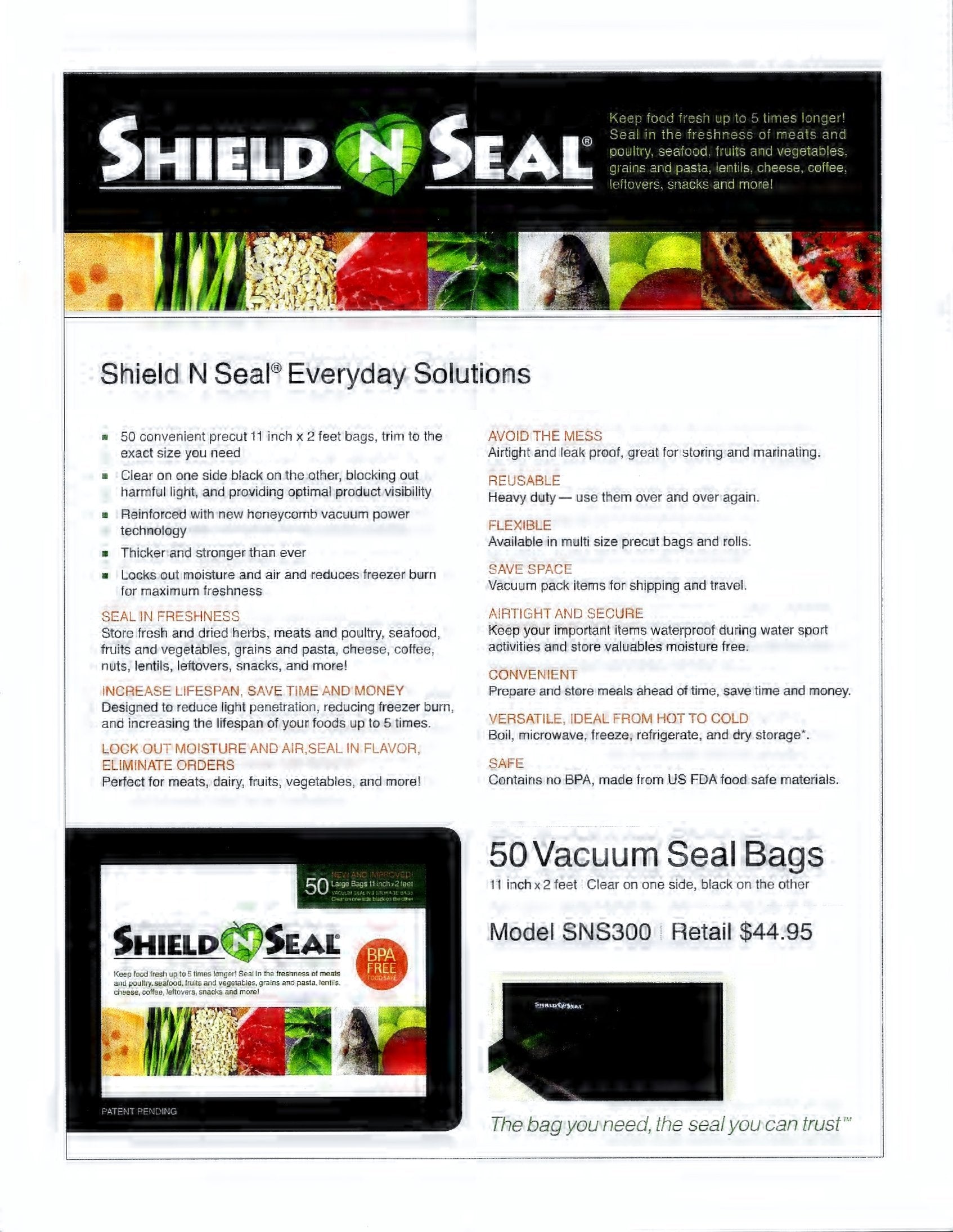 Black And Clear 11X24 Precut Vacuum Sealing Bags