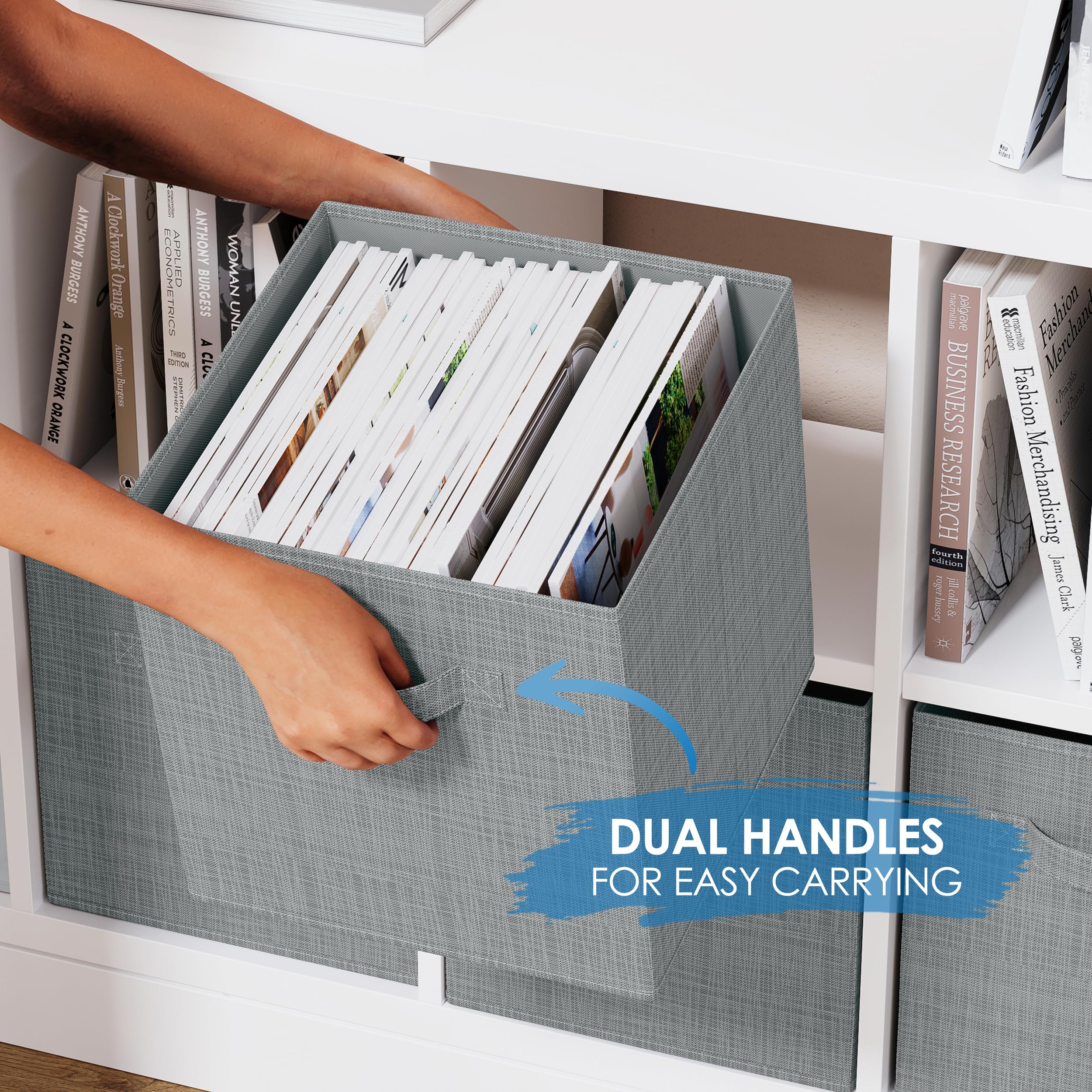 Fabric Storage Cubes For Cube Organizer - 8 Pack Heavy Duty Grey Storage Bins - 11 Inch Cube Storage Bin, Use As A Clothes Stora