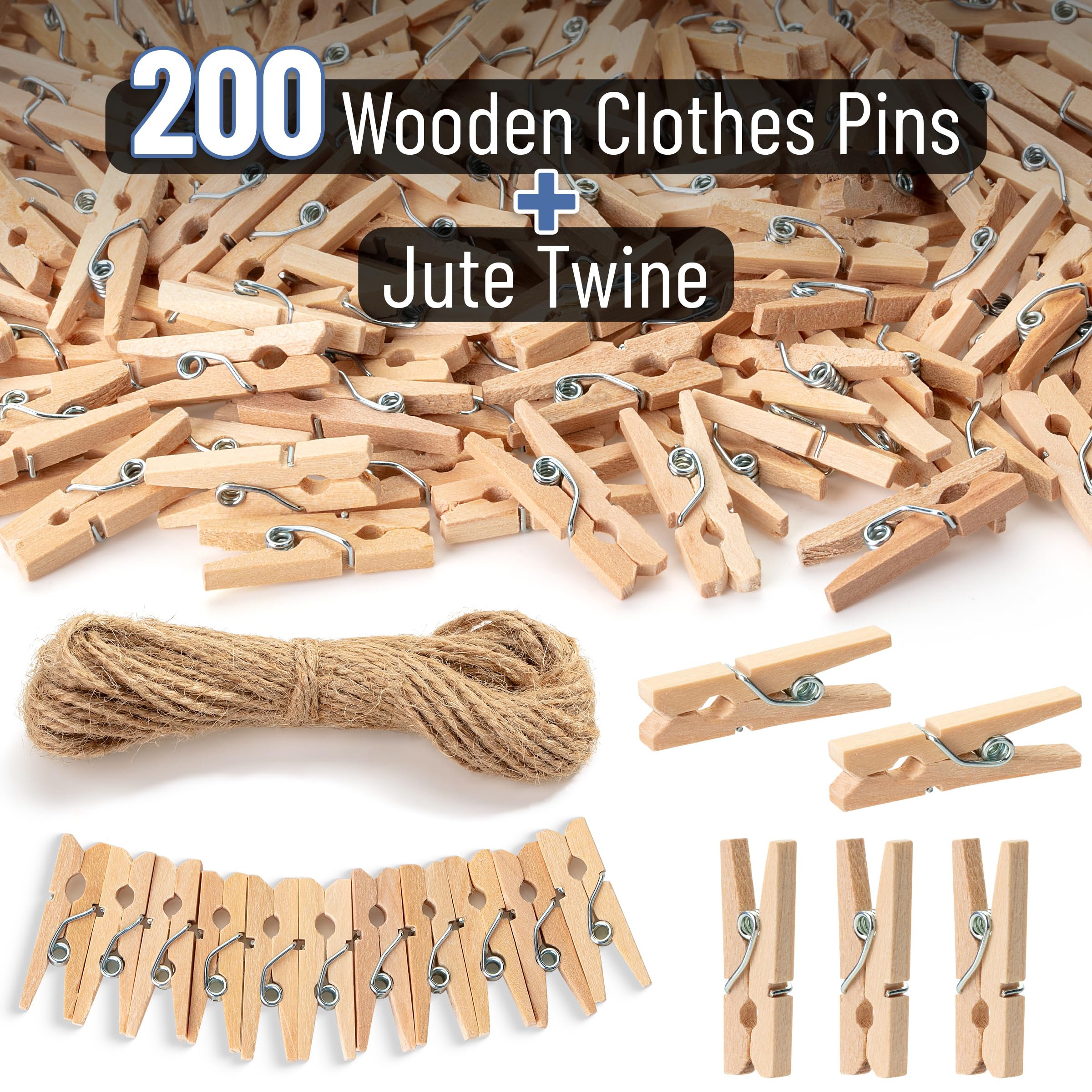 Mr. Pen- Wooden Clothes Pins For Craft, Natural Wood, 200 Pcs, 1 Inch, Mini Clothes Pins For Hanging Pictures, Small Clothes Pin